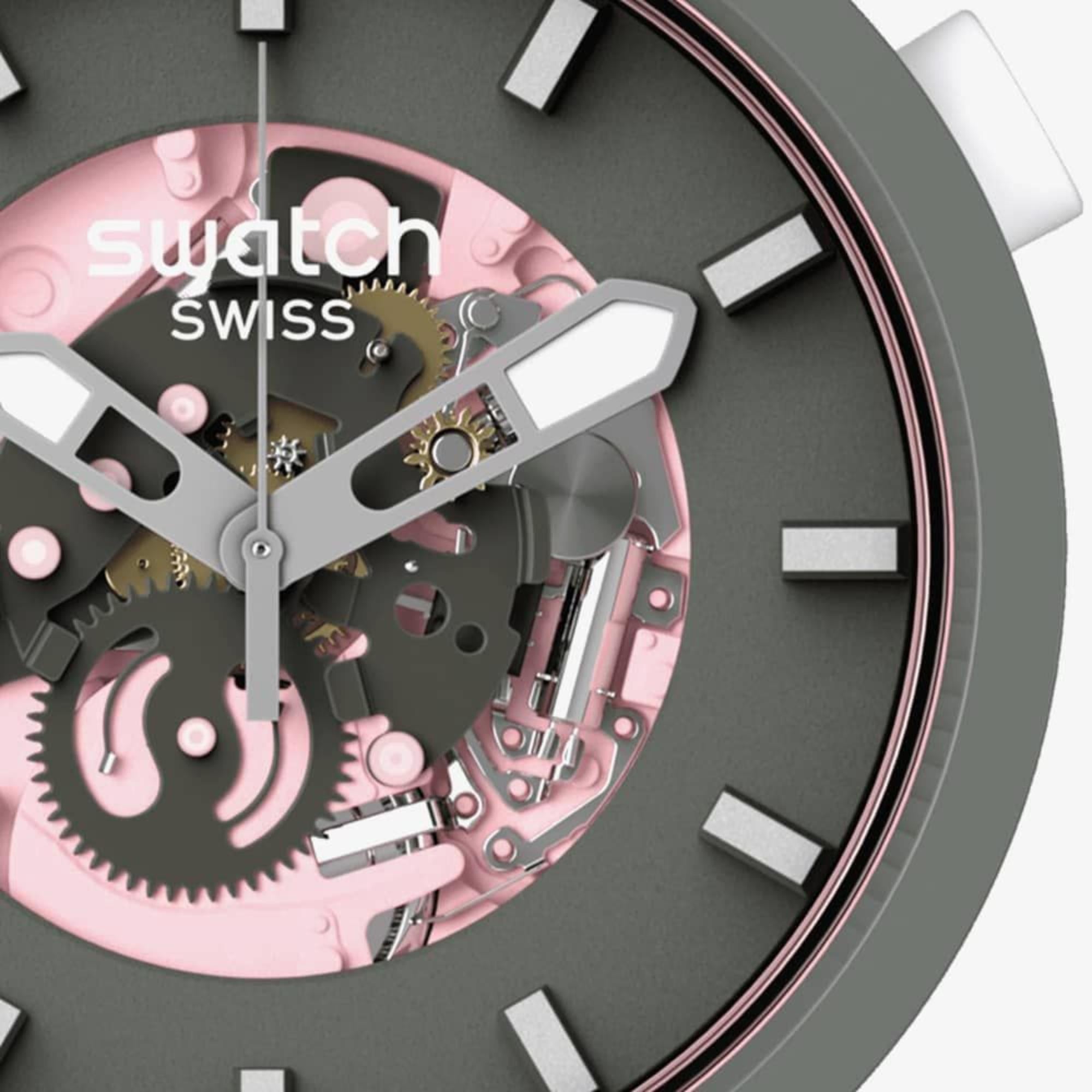 Swatch MISTY CLIFFS Big Bold Black/Pink Dial Women's Watch SB05P100