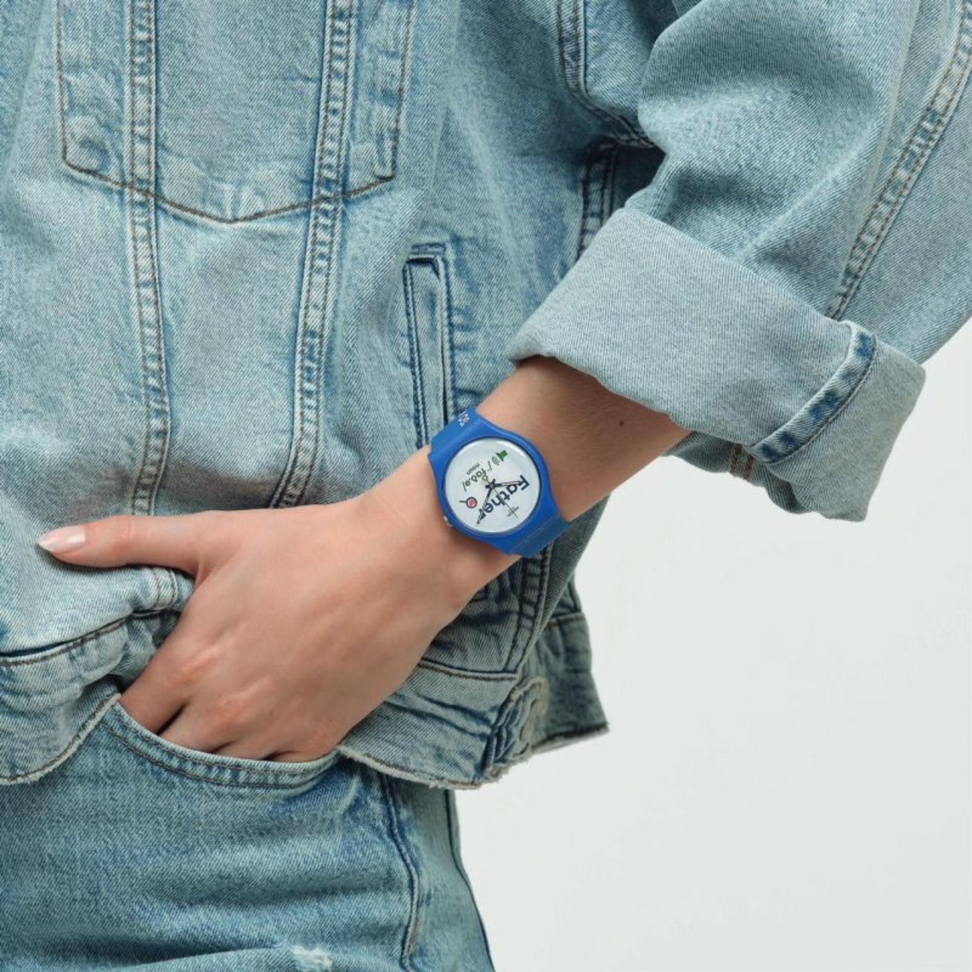 Swatch ALL ABOUT DAD New Gent White Dial Watch SO29Z704
