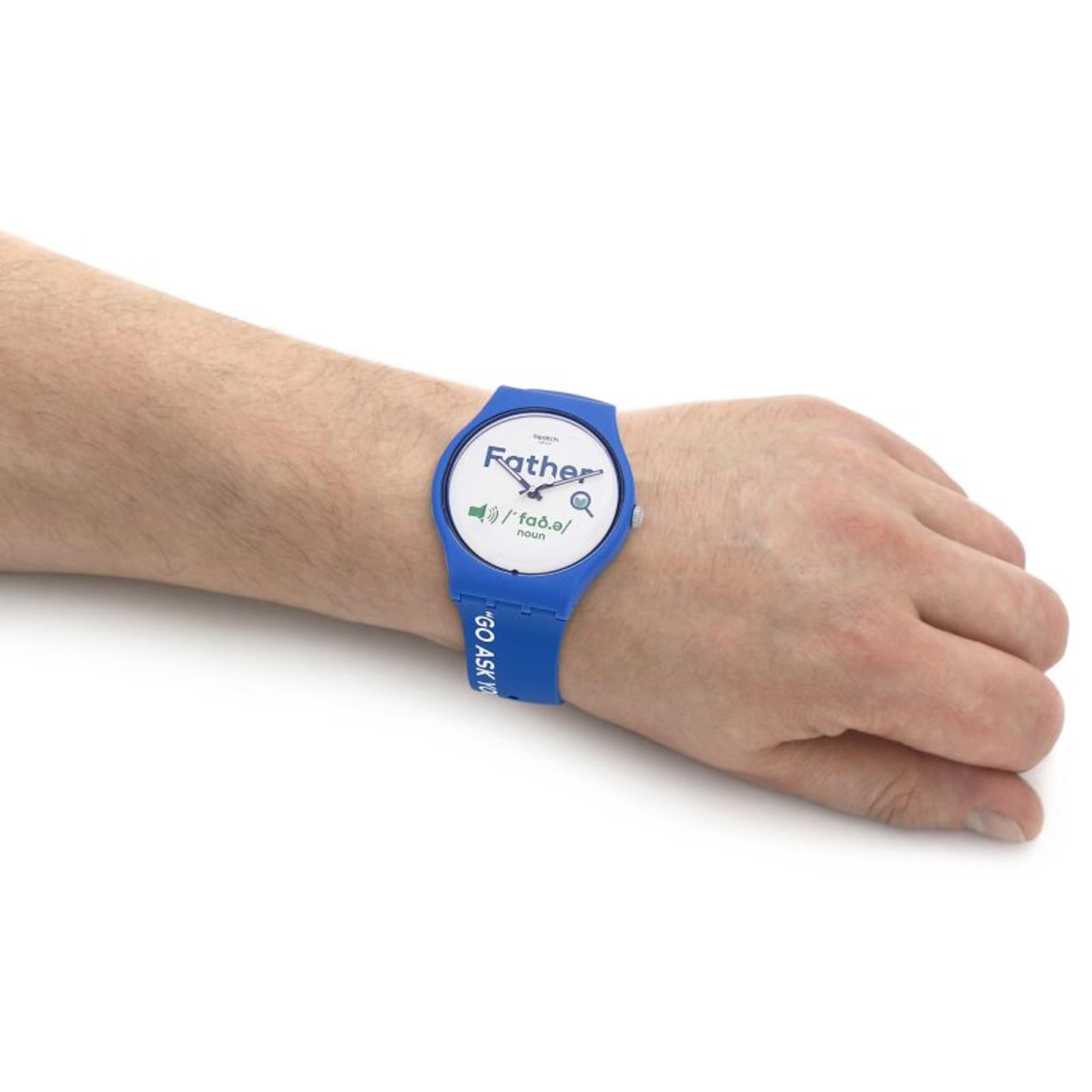 Swatch ALL ABOUT DAD New Gent White Dial Watch SO29Z704