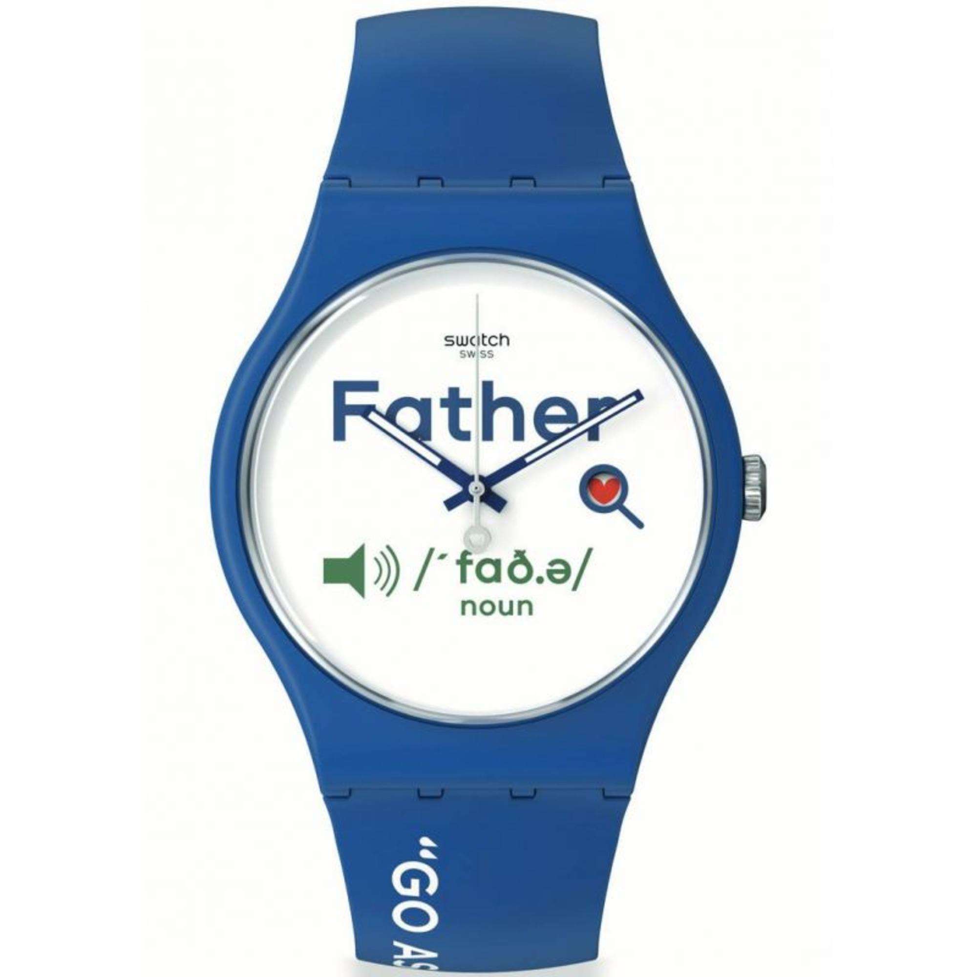 Swatch ALL ABOUT DAD New Gent White Dial Watch SO29Z704