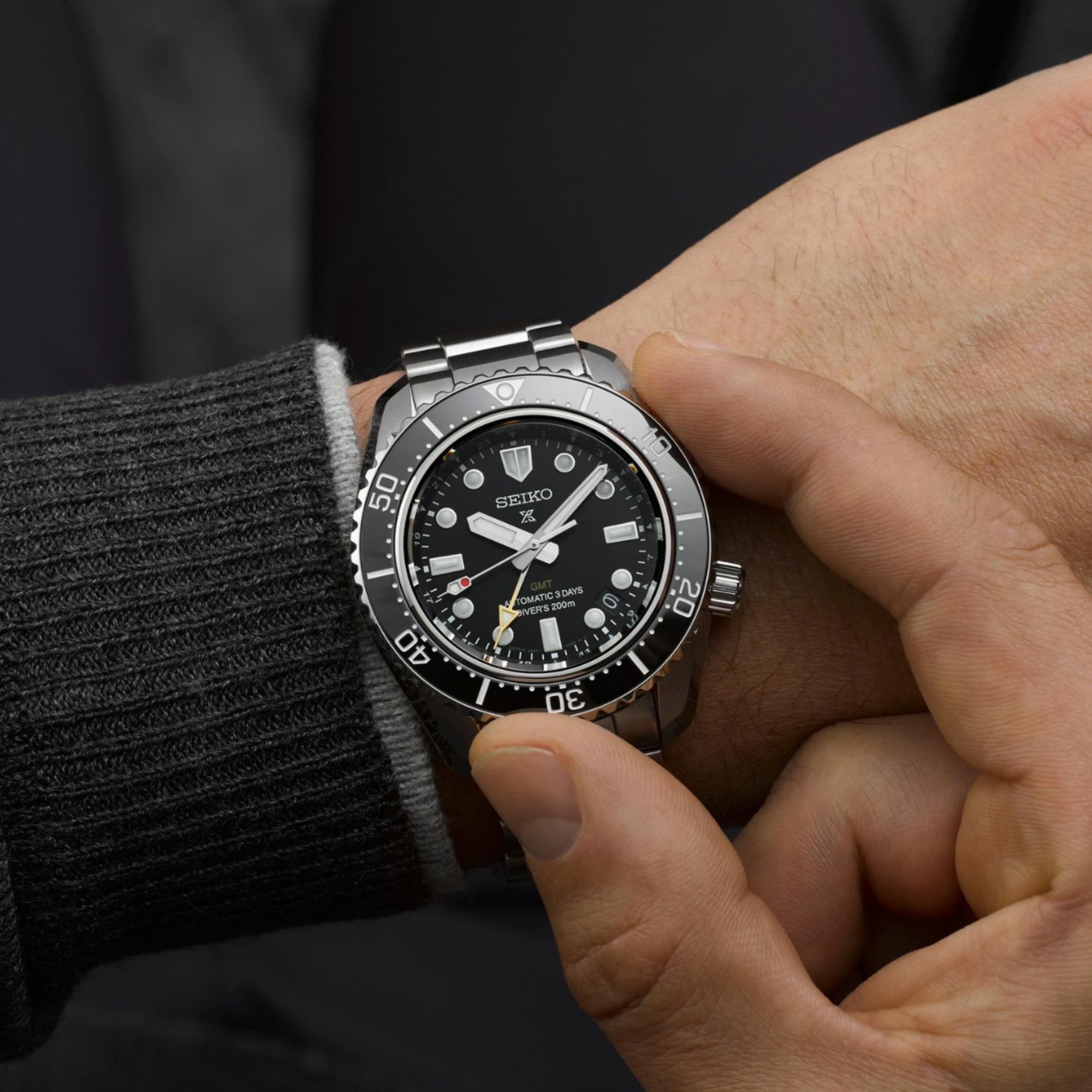 Seiko Prospex "Dark Depths " Divers GMT 1968 Modern Re-Interpretation Automatic Black Dial Men's Watch SPB383J1