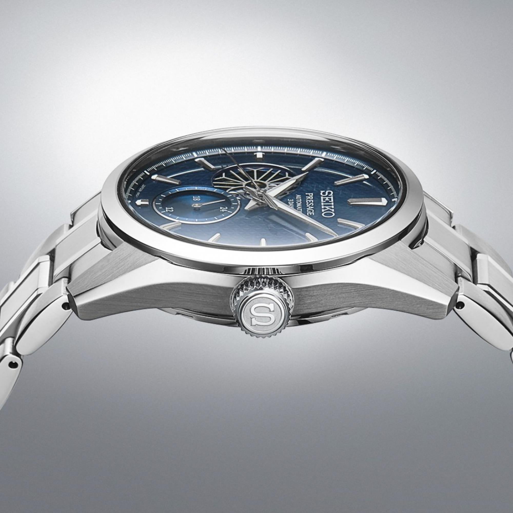 Seiko Presage ‘Ao’ Sharp-Edged Open Heart 3 Days Automatic Blue Dial Men's Watch SPB417J1