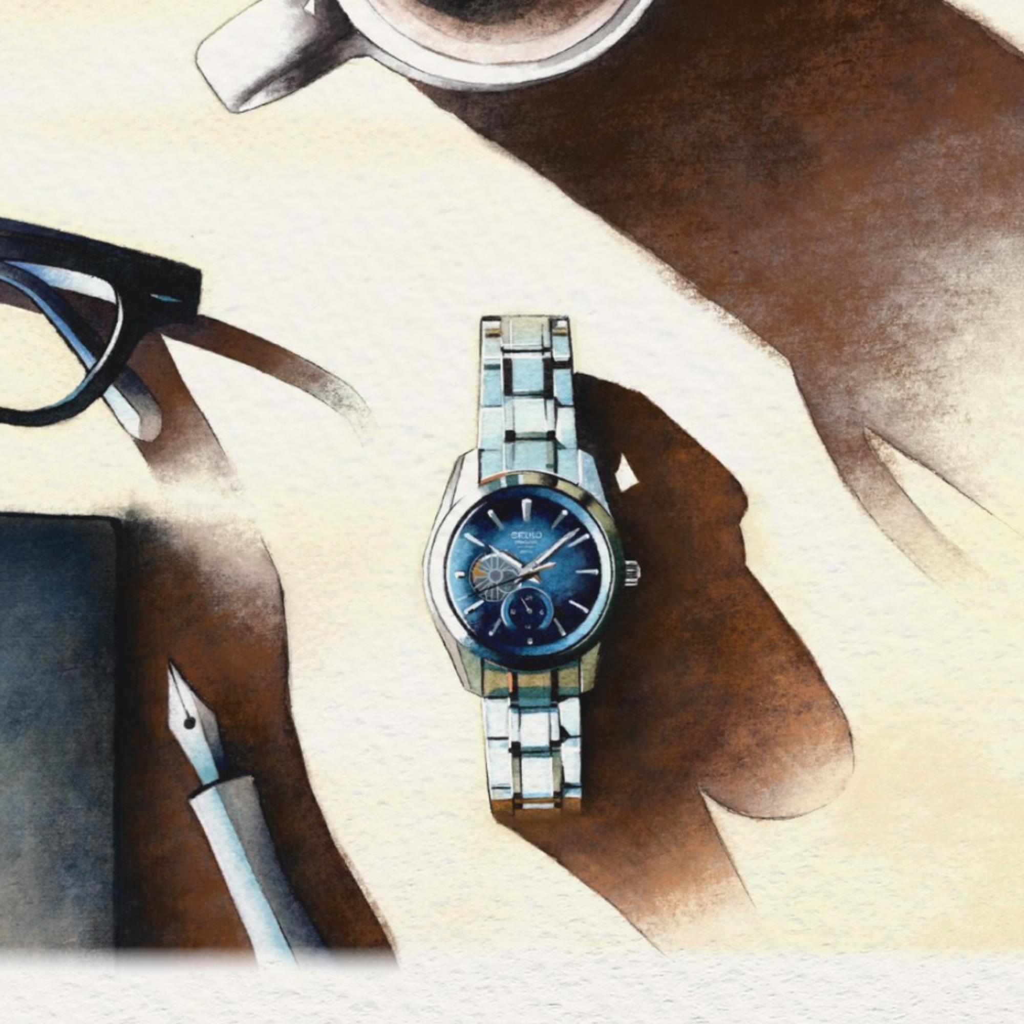 Seiko Presage ‘Ao’ Sharp-Edged Open Heart 3 Days Automatic Blue Dial Men's Watch SPB417J1
