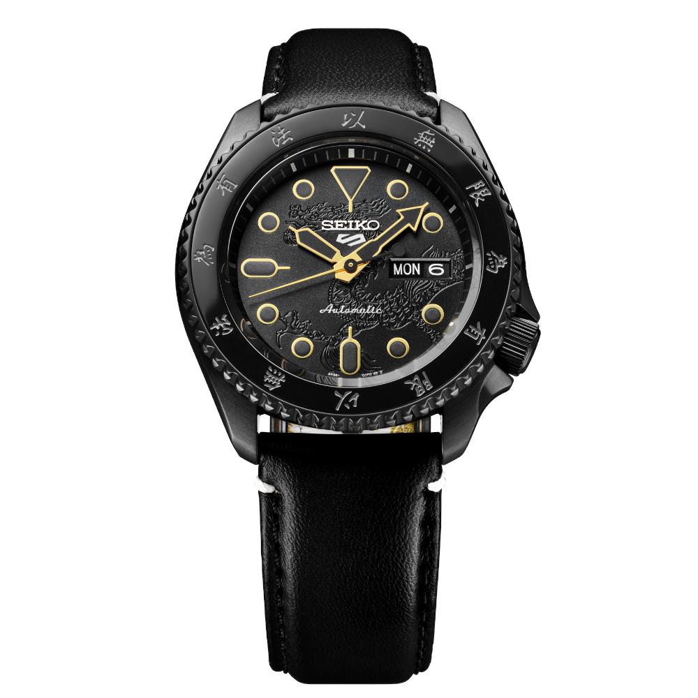 Seiko 5 Sports x Bruce Lee Limited Edition Automatic Black Dial Black Leather Strap SRPK39K1