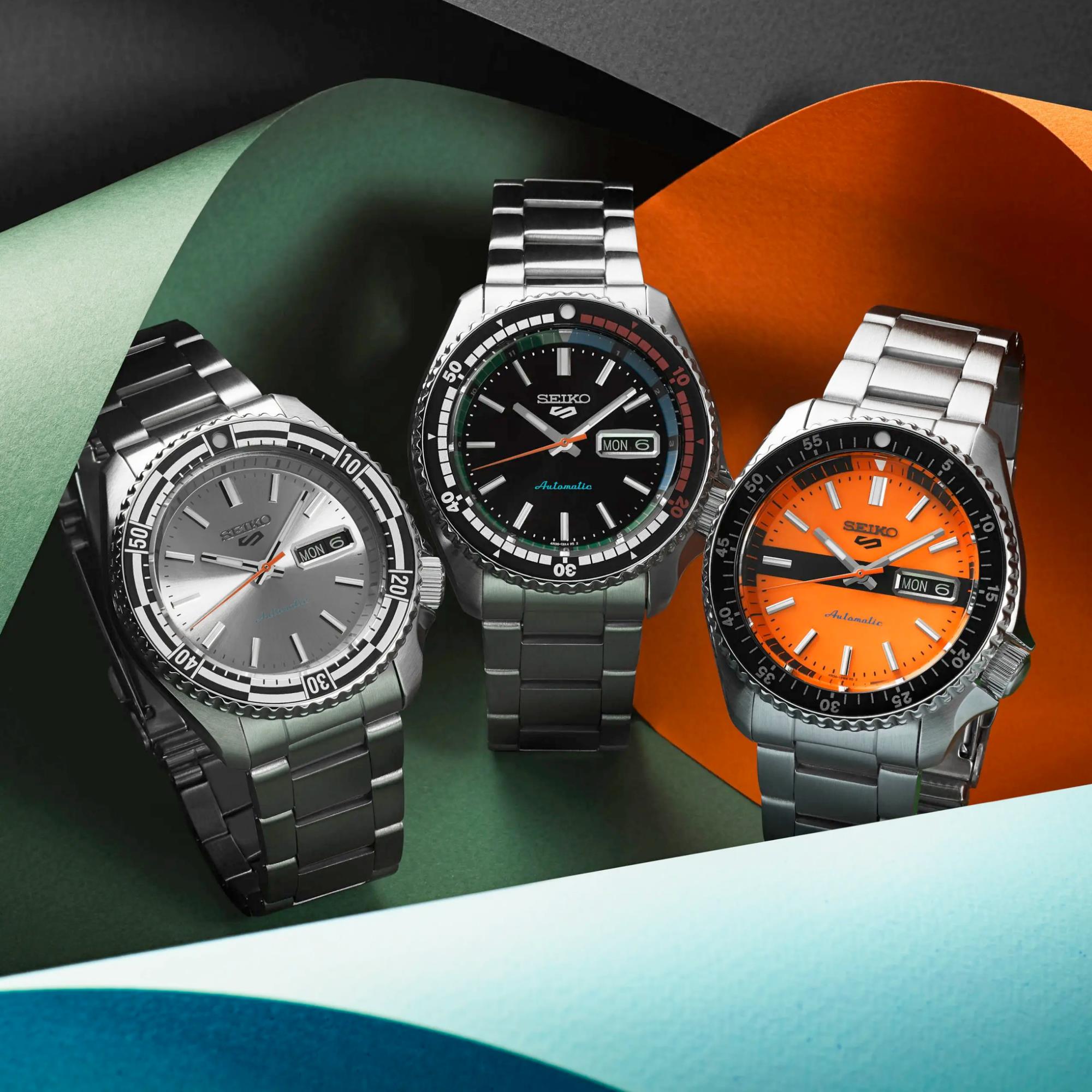 Seiko 5 Sports The New Regatta Retro Colour Collection Automatic Multicoloured Dial Men's Watch SRPK13K1