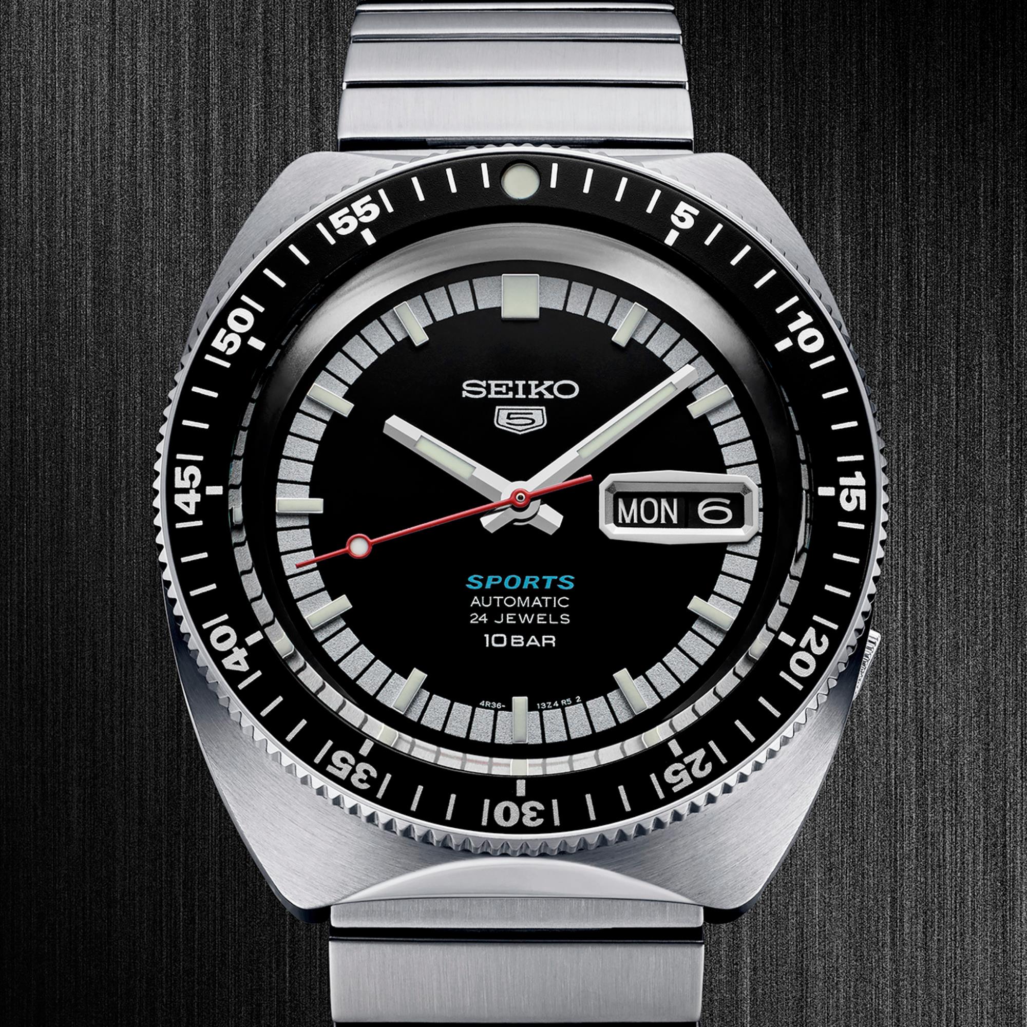Seiko 5 Sports Limited Edition 55th Anniversary Black Dial Steel Bracelet SRPK17K1