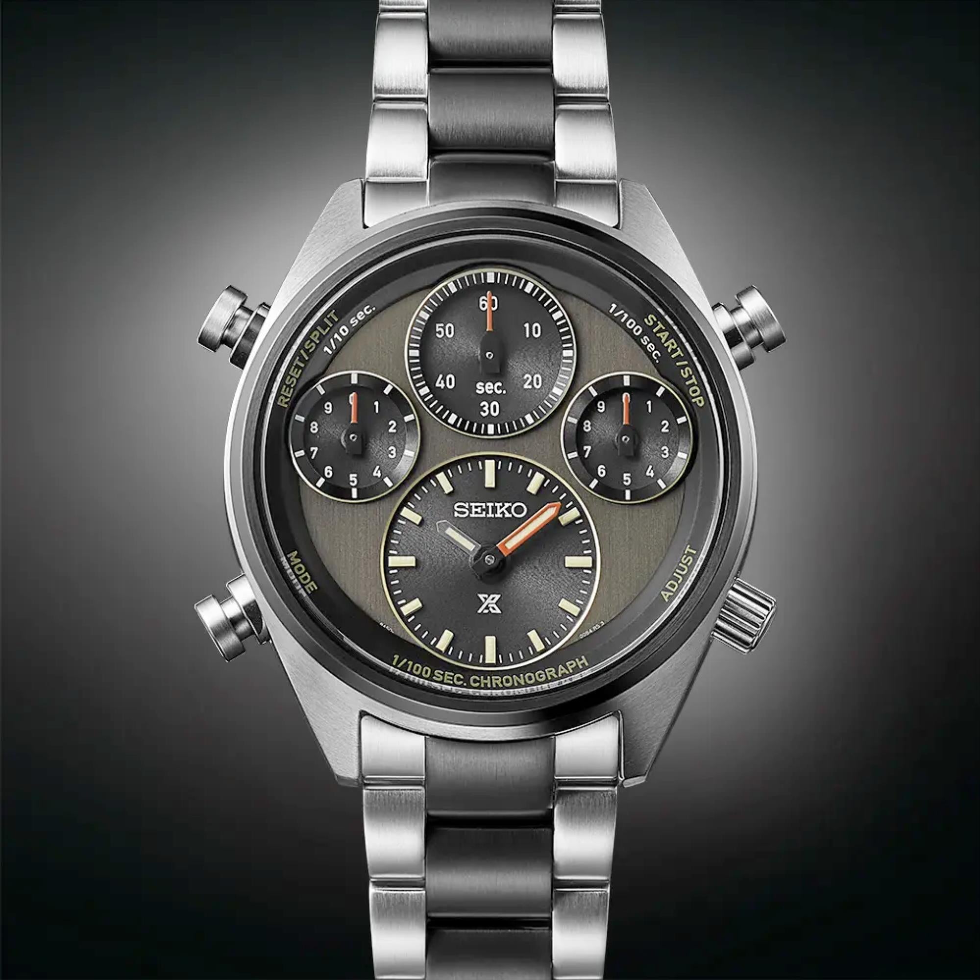 Seiko Prospex Speedtimer One-Hundredth of a Second Khaki Stripe Solar Chronograph 40th Anniversary Limited Edition Multicoloured Dial Men's Watch SFJ005P1