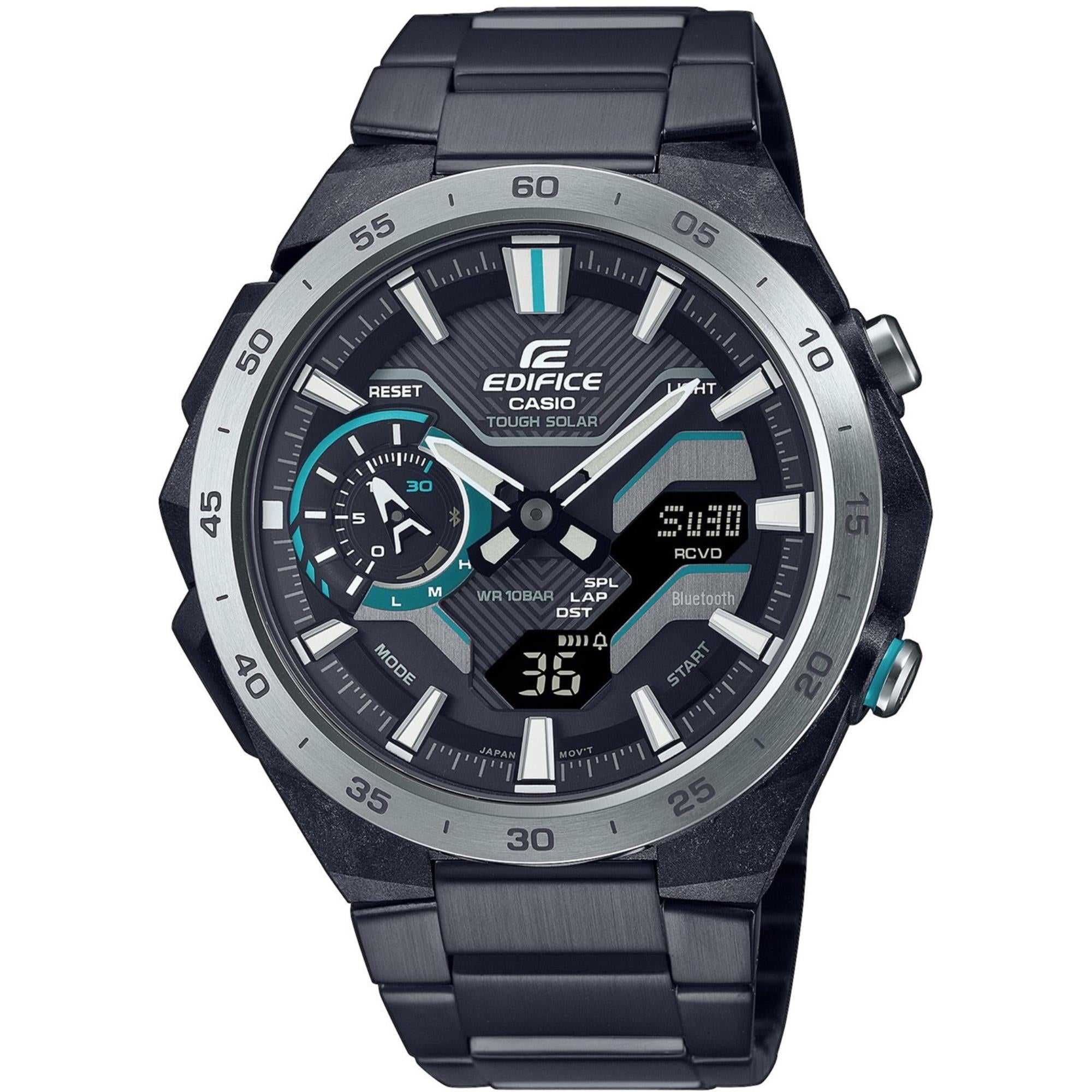 Casio Edifice Windflow Solar Quartz Black Dial Black IP Stainless Steel Bracelet Men’s Watch ECB-2200DD-1A