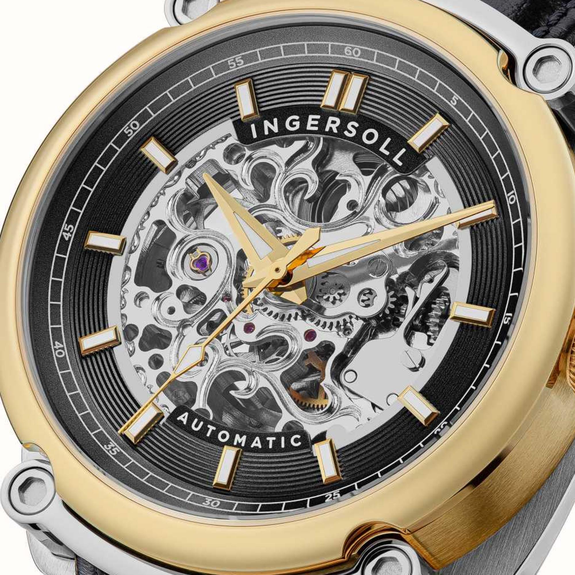 Ingersoll The Michigan 1892 Automatic Black Dial Black Leather Strap Men's Watch I13301