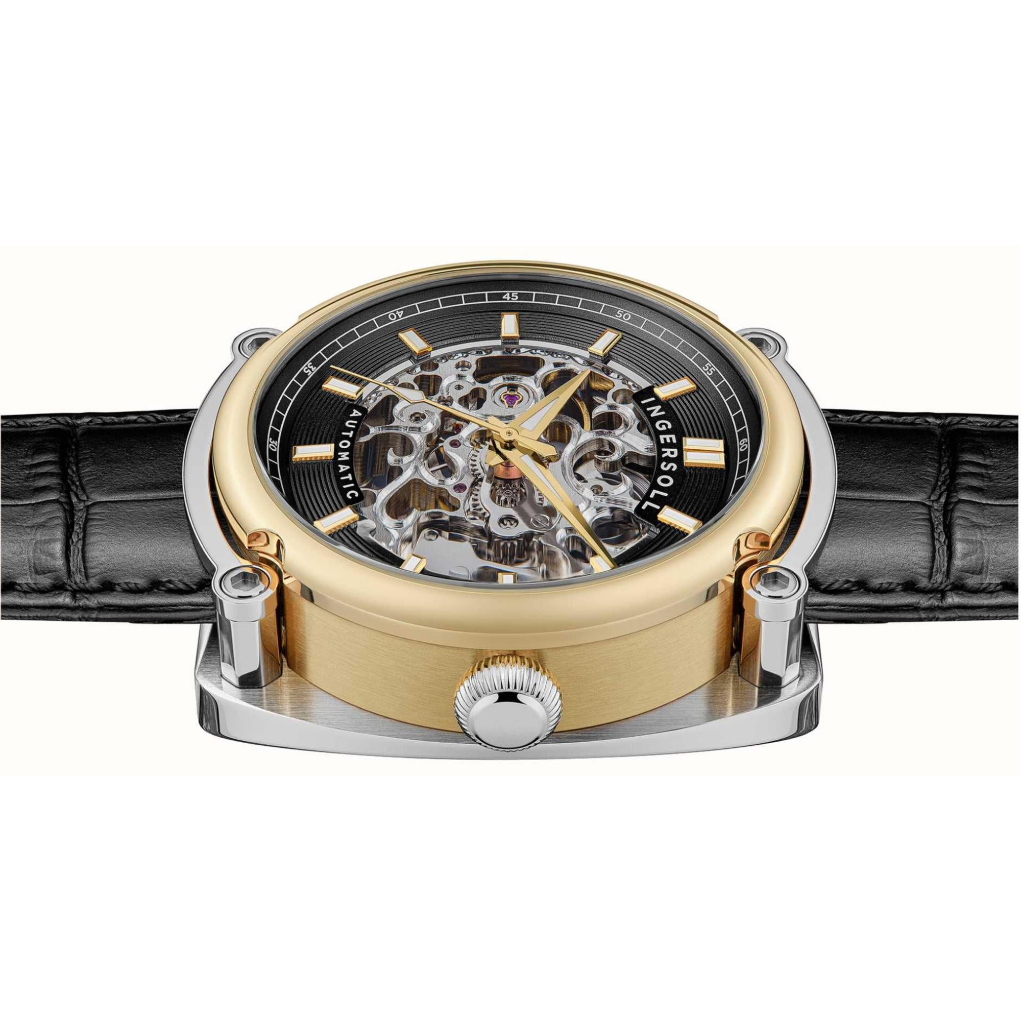 Ingersoll The Michigan 1892 Automatic Black Dial Black Leather Strap Men's Watch I13301