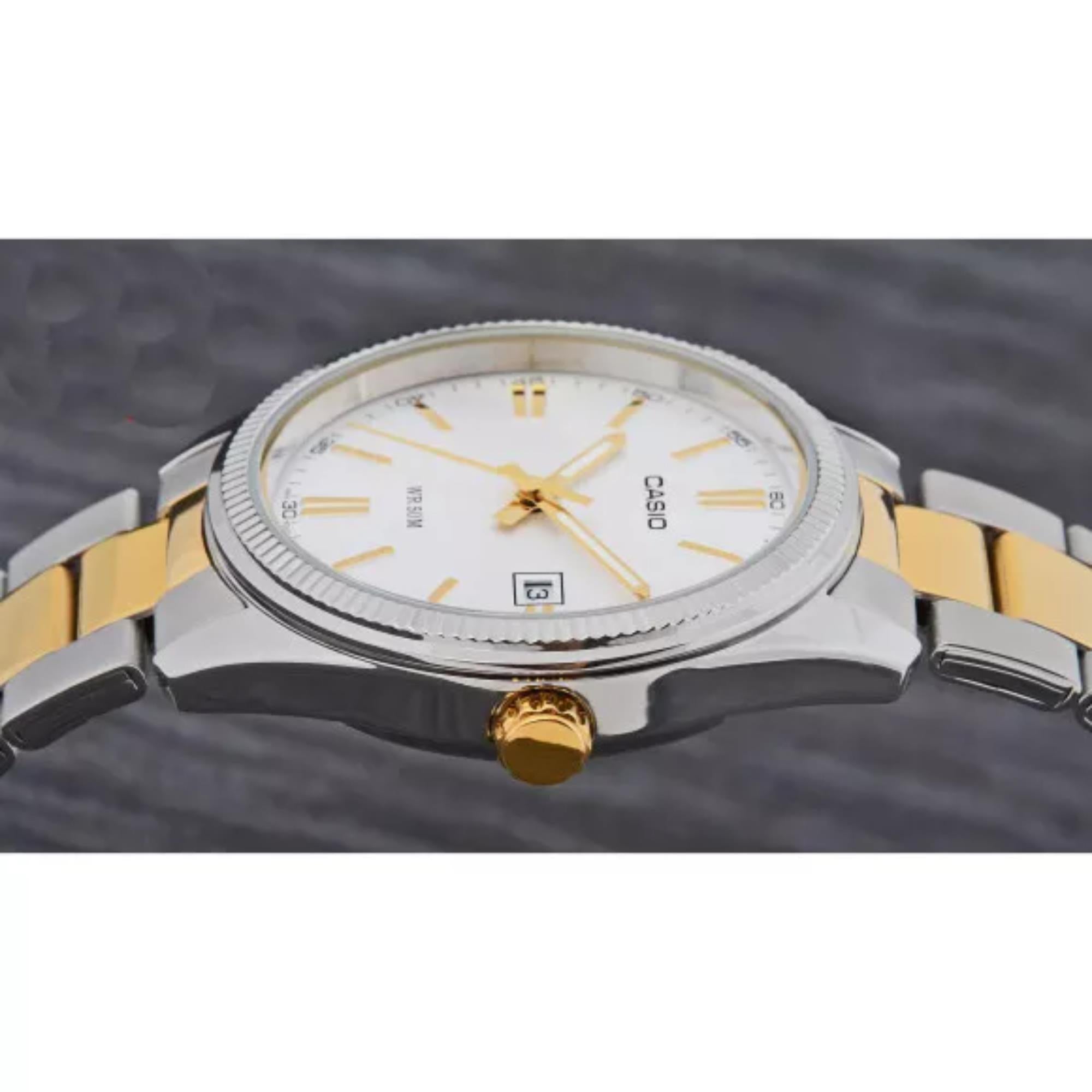 Casio Quartz Silver Dial Two-Tone Stainless Steel Bracelet Unisex Watch MTP-1302PSG-7AVEF