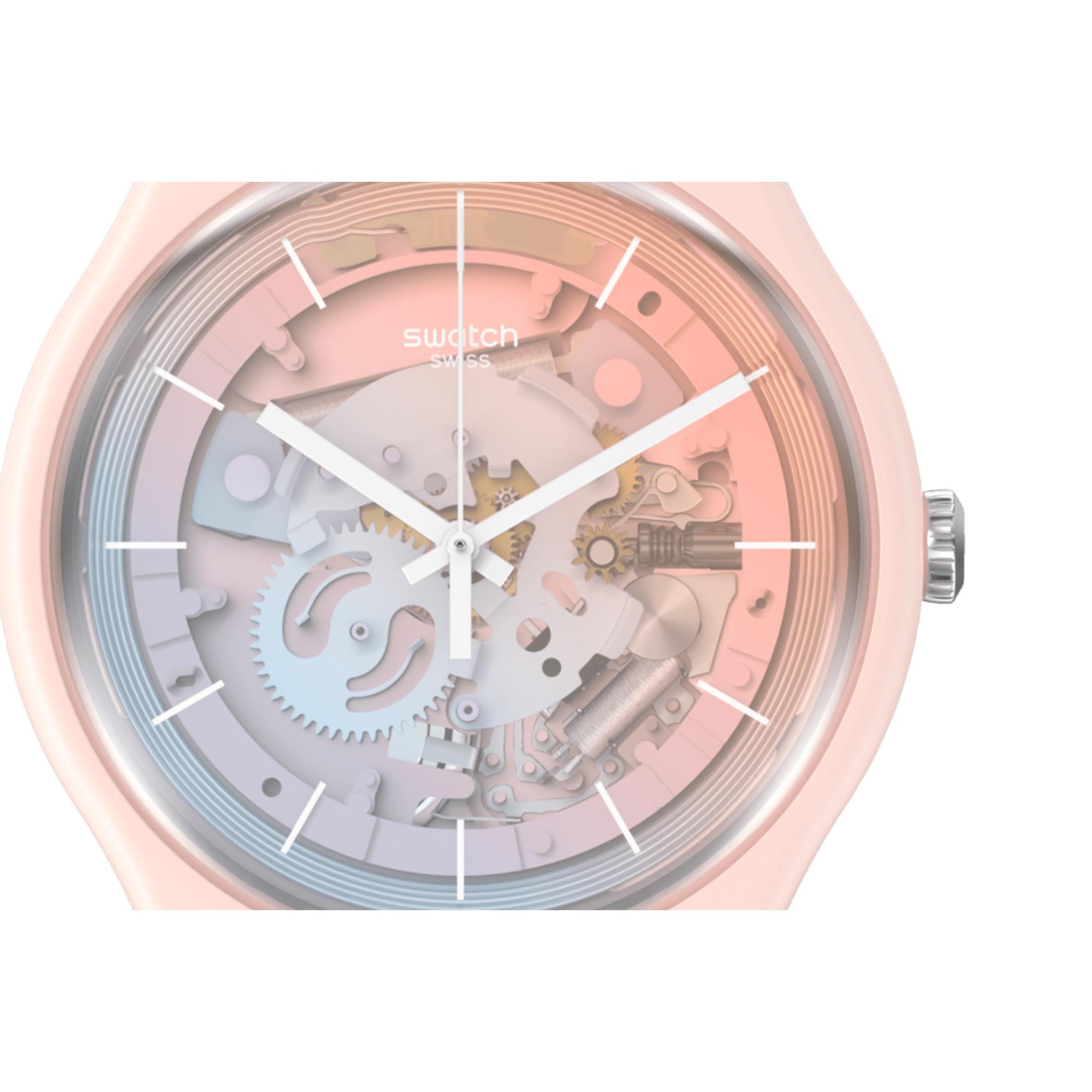 Swatch SwatchPAY! Fleetingly Pink Pay! Quartz Pink Dial Silicone Strap Unisex Watch SO32P103-5300