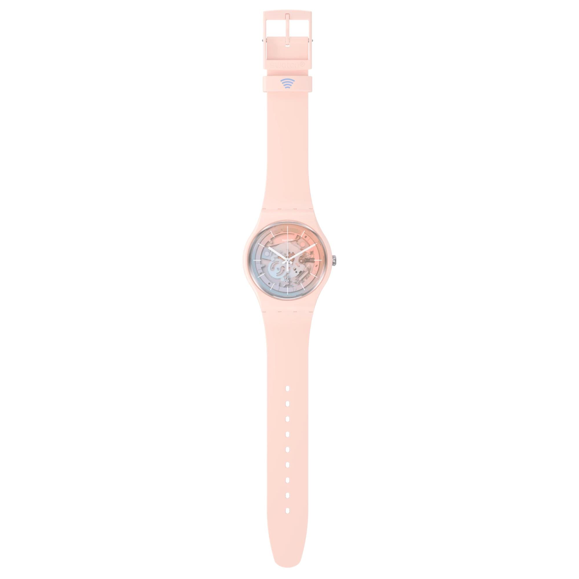Swatch SwatchPAY! Fleetingly Pink Pay! Quartz Pink Dial Silicone Strap Unisex Watch SO32P103-5300