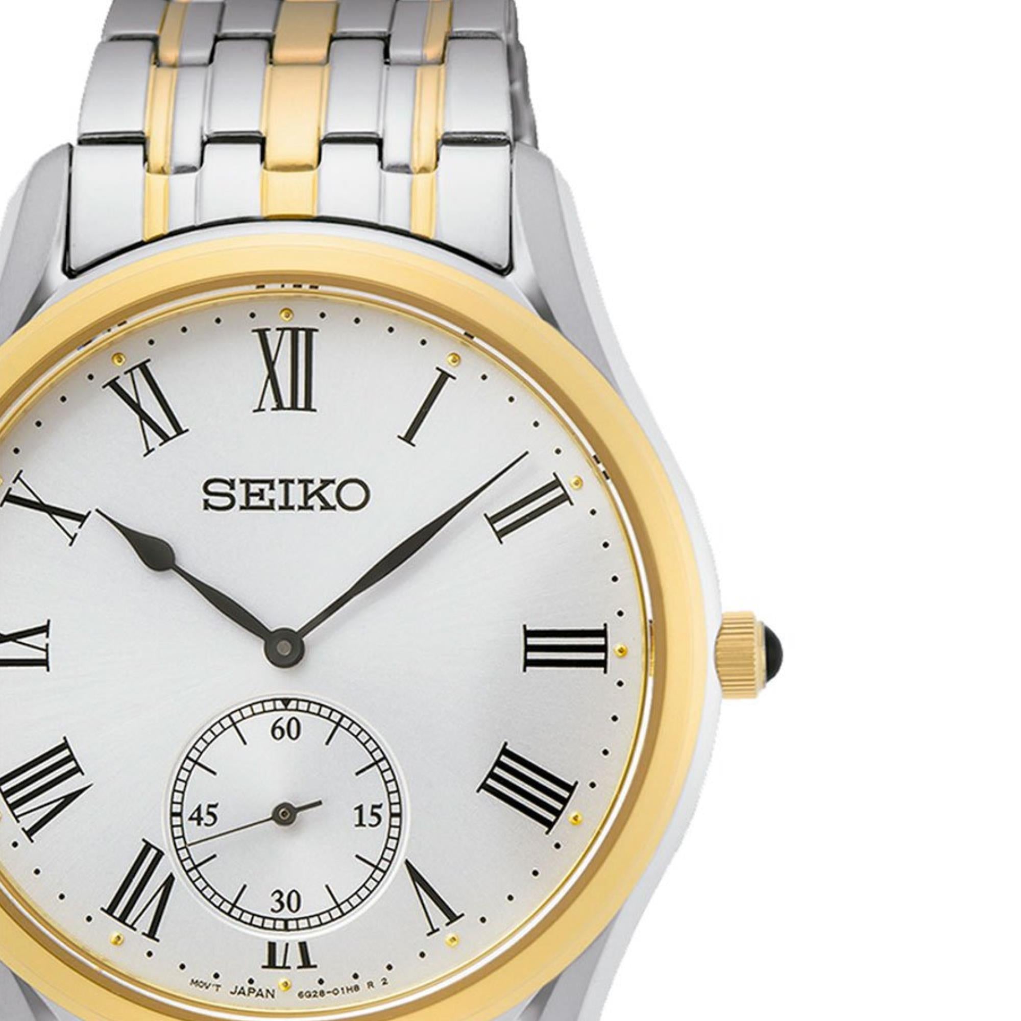 Seiko Conceptual Quartz White Dial Two-Tone Gold/Silver Steel Bracelet Men's Watch SRK048P1