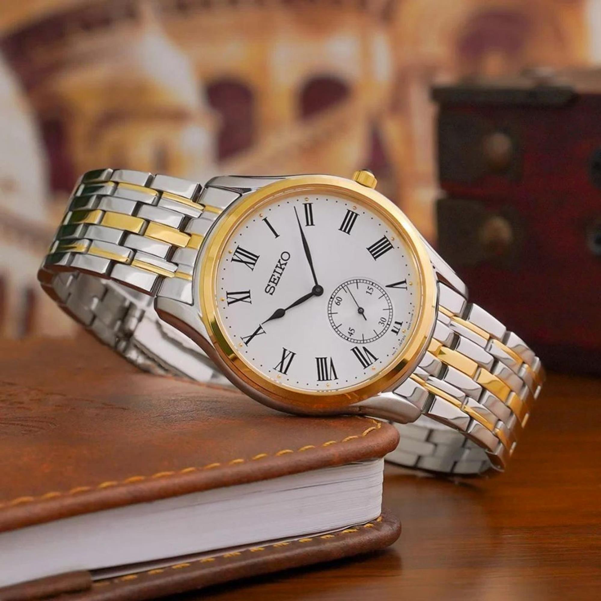 Seiko Conceptual Quartz White Dial Two-Tone Gold/Silver Steel Bracelet Men's Watch SRK048P1