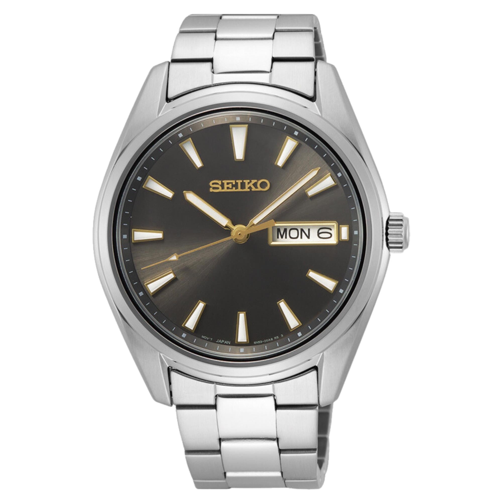 Seiko Conceptual Quartz Grey Sunburst Dial Steel Strap Men's Watch SUR343P1