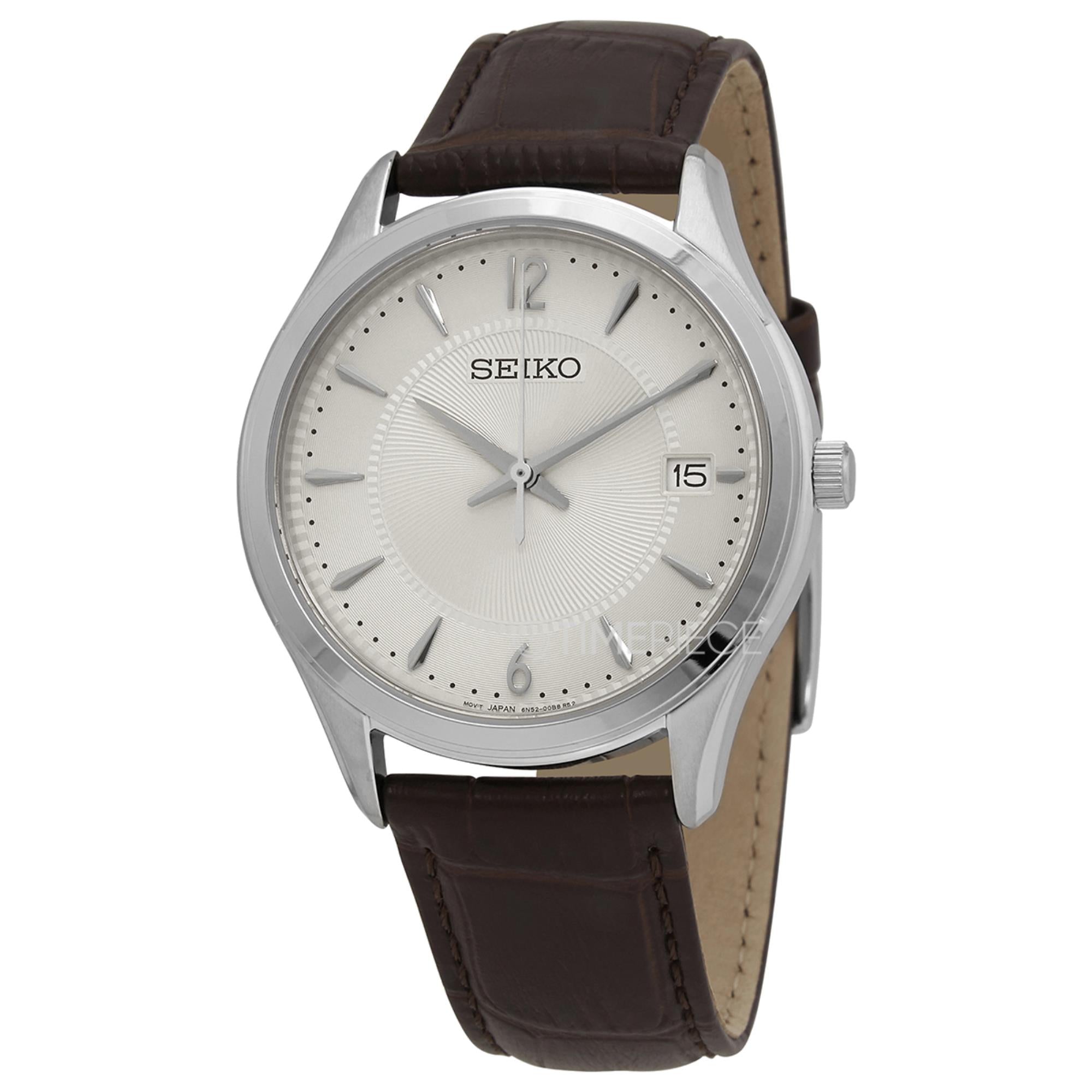 Seiko Conceptual Quartz Ivory Dial Brown Leather Strap Men's Watch SUR421P1
