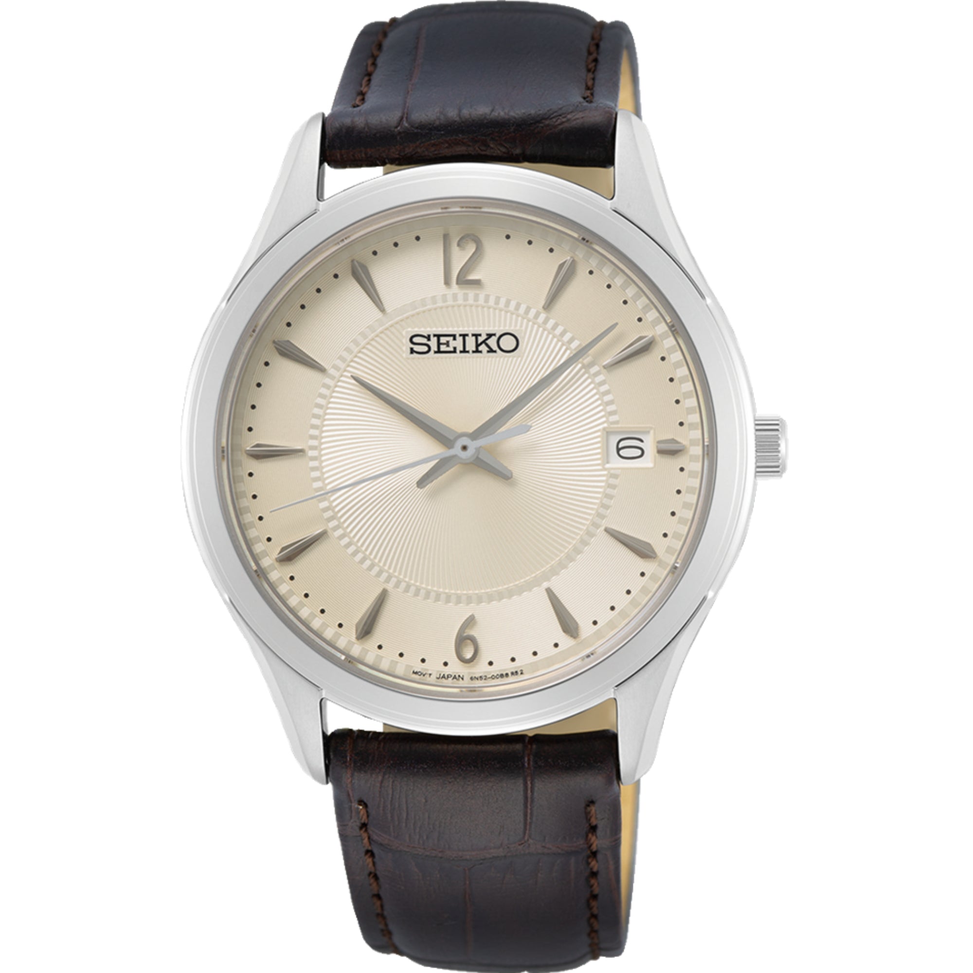Seiko Conceptual Quartz Ivory Dial Brown Leather Strap Men's Watch SUR421P1