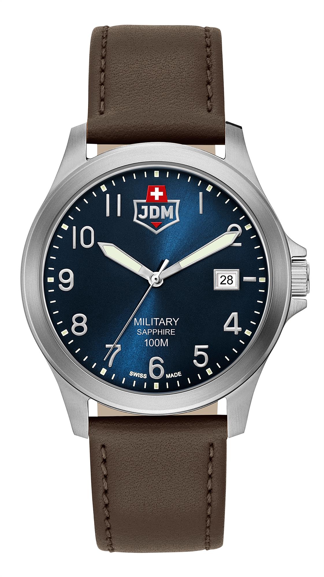 JDM Military Alpha I Blue Dial Brown Leather Strap JDM-WG001-03