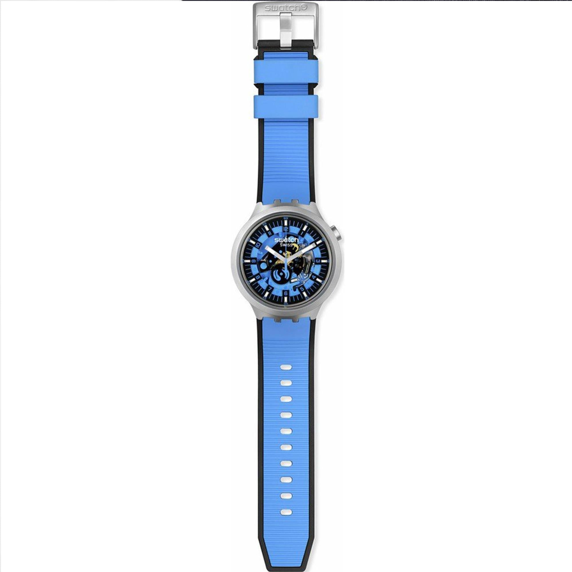 Swatch Big Bold Irony Blue Rubber Strap Blue Dial Quartz Unisex Watch SB07S106