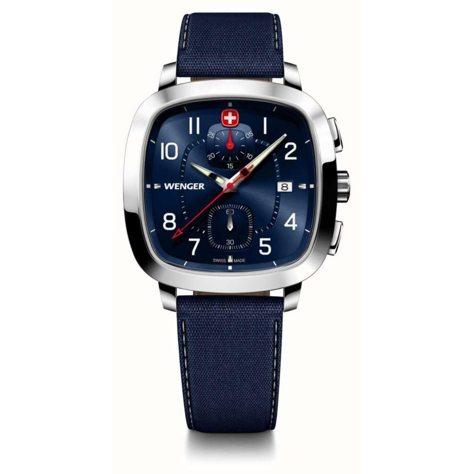 Wenger Vintage Classic Chrono Blue Dial Blue SmartCycle Strap Men's Watch 01.1933.110