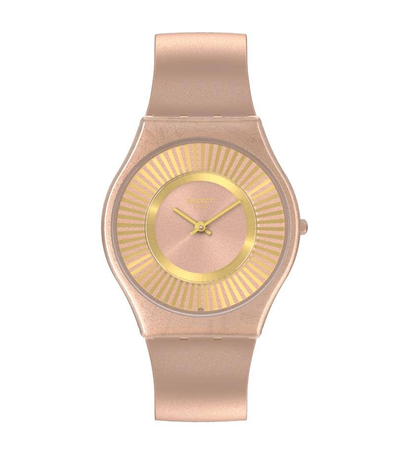 Swatch Tawny Radiance Quartz Pink Silicone Strap Bio-Sourced Case Unisex Watch SS08C102
