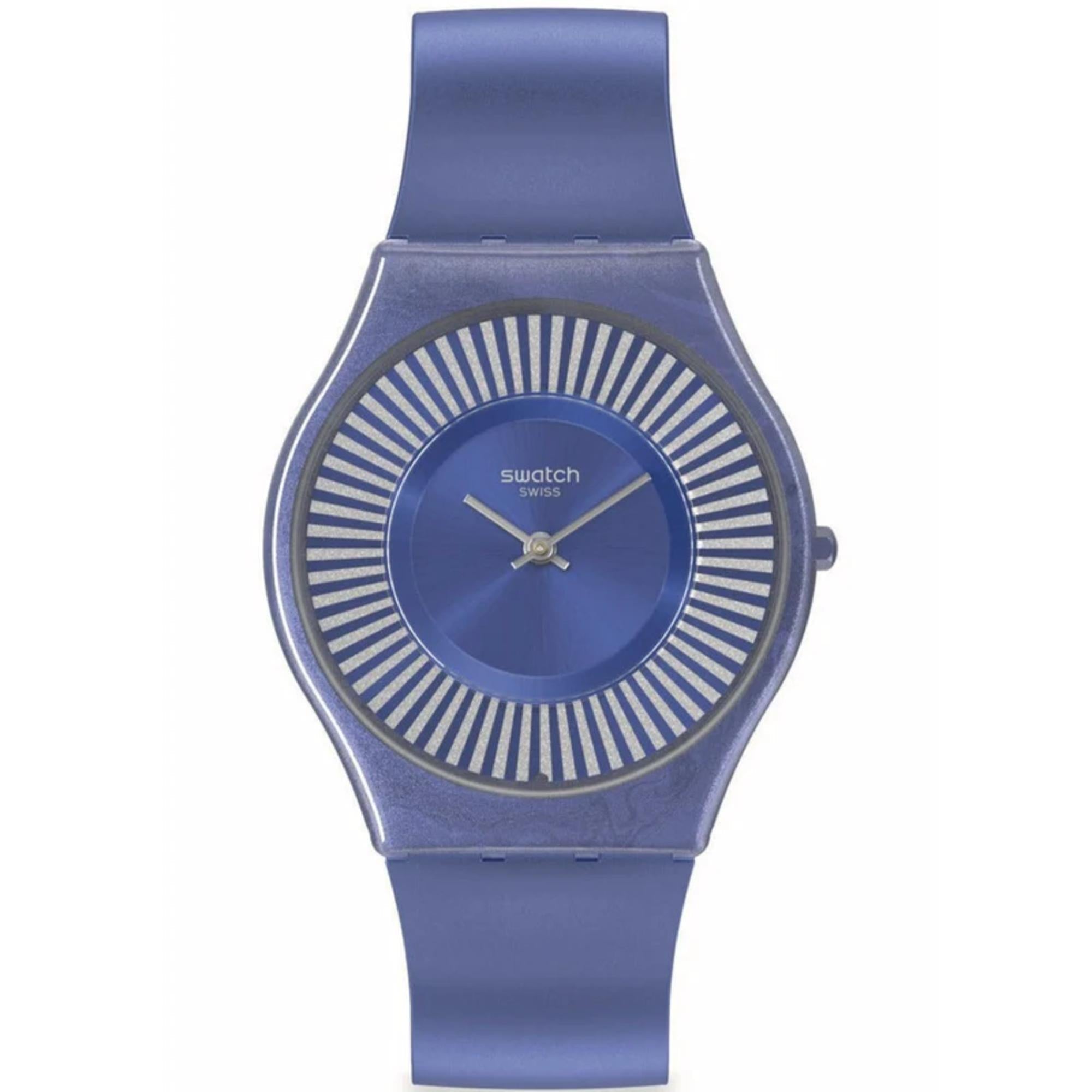 Swatch METRO DECO Blue Silicone Strap Blue Dial Bio-Sourced Case Unisex Watch SS08N110