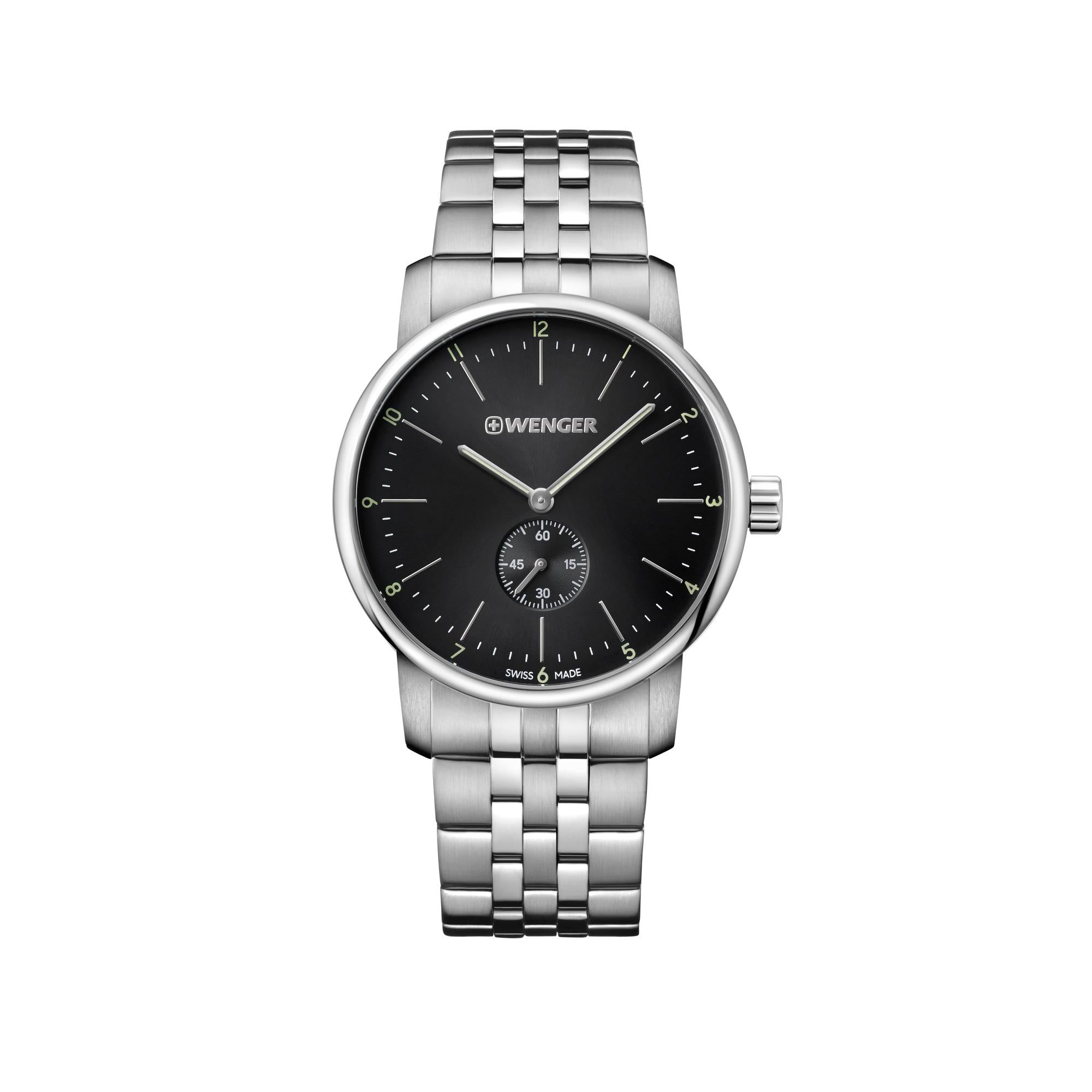 Wenger Urban Classic Quartz Black Dial Black Stainless Steel Bracelet Men's Watch 01.1741.105
