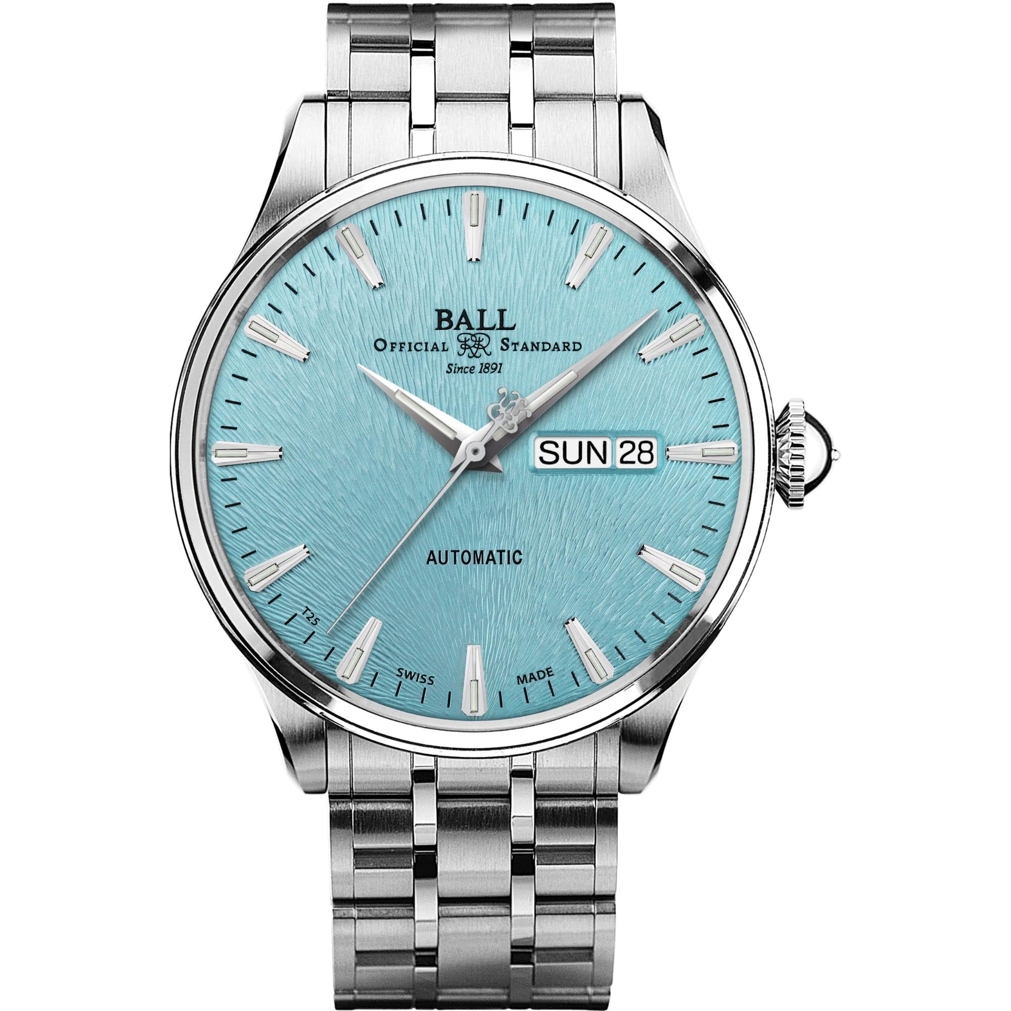 Ball Trainmaster Eternity Automatic Ice Blue Dial Stainless Steel Bracelet Men's Watch NM2080D-S2J-IBE