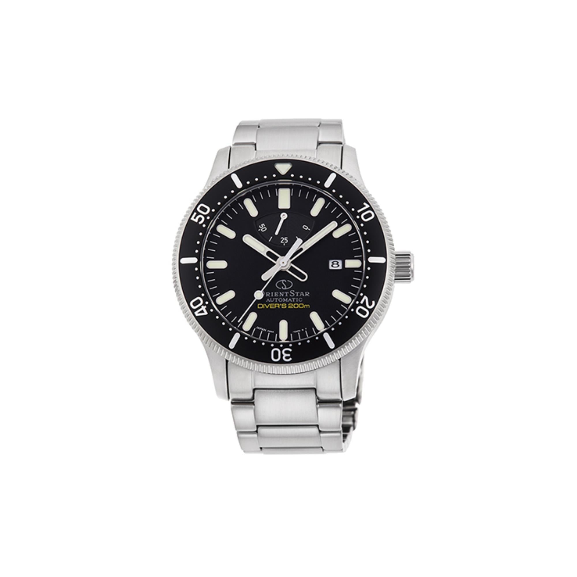 Orient Star ISO Diver Automatic Black Dial Stainless Steel Bracelet Mens Watch RE-AU0301B00B