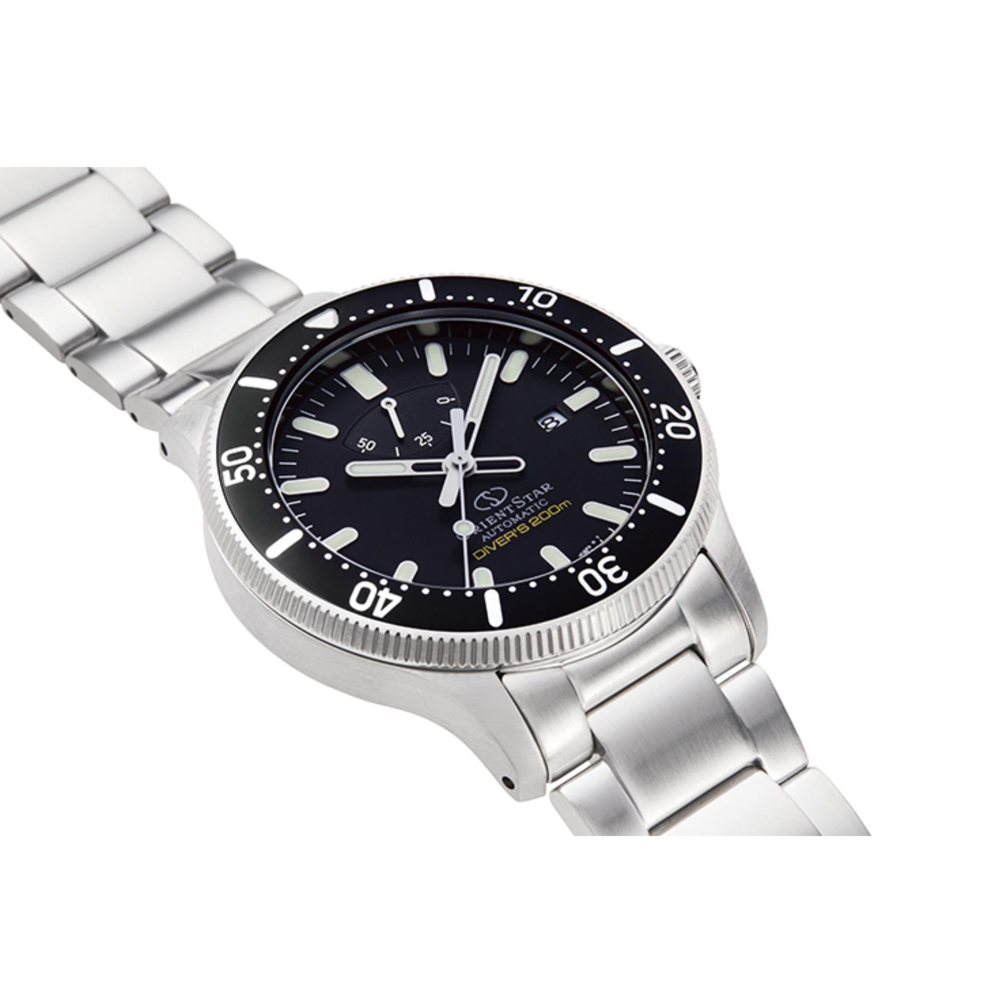 Orient Star ISO Diver Automatic Black Dial Stainless Steel Bracelet Mens Watch RE-AU0301B00B