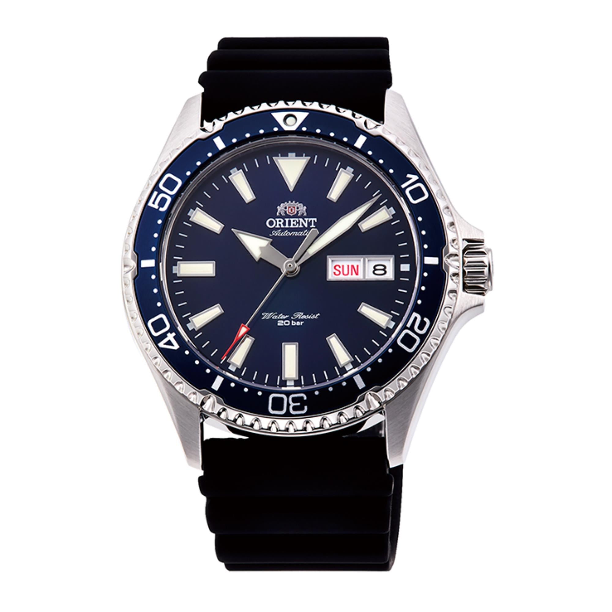 Orient Mako III Automatic Blue Dial Black Silicone Strap Men’s Watch RA-AA0006L19B