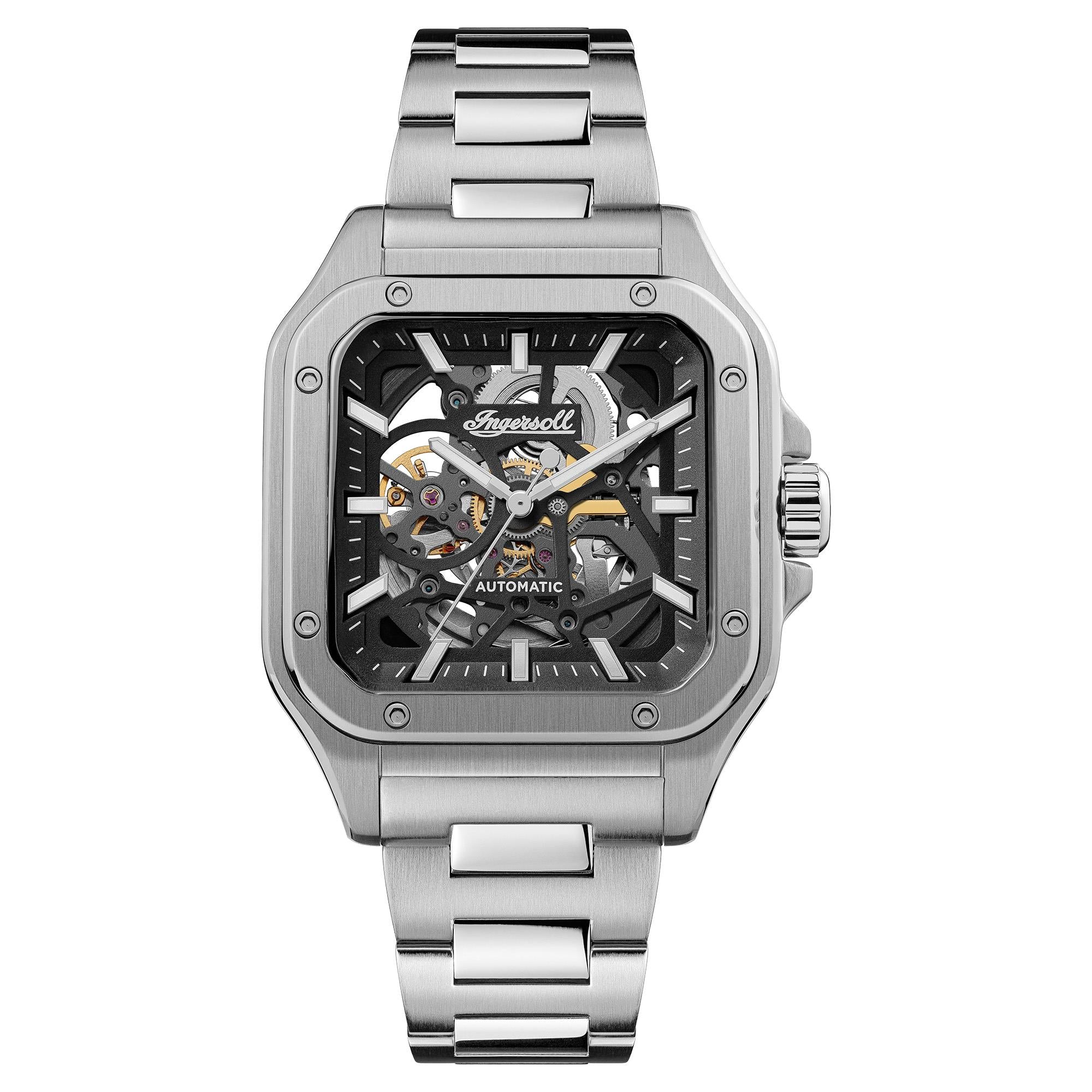 Ingersoll The Ollie Automatic Black Skeleton Dial Stainless Steel Bracelet Men's Watch I14501
