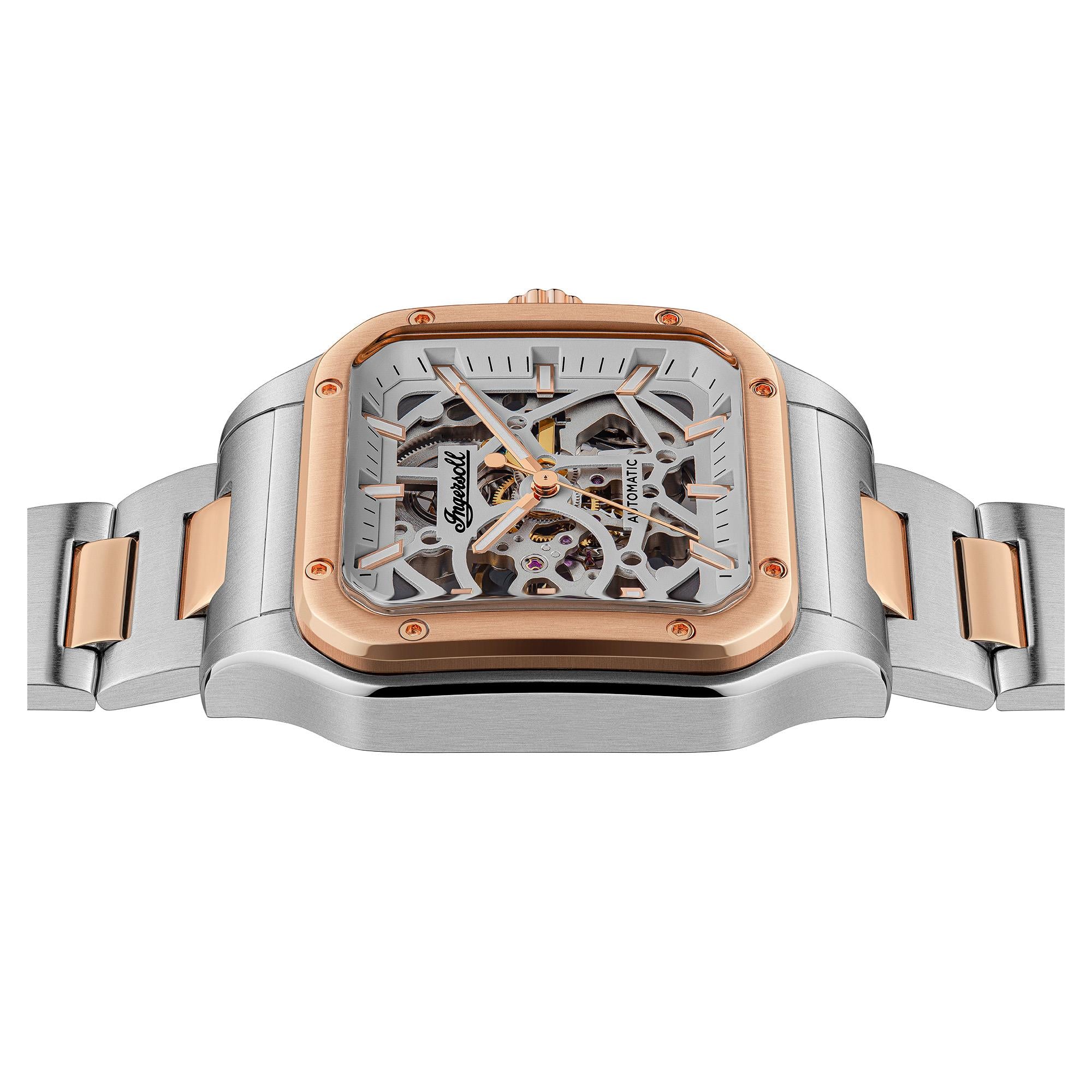 Ingersoll The Ollie Automatic Grey Skeleton Dial Two-Tone Stainless Steel Bracelet Men's Watch I14502