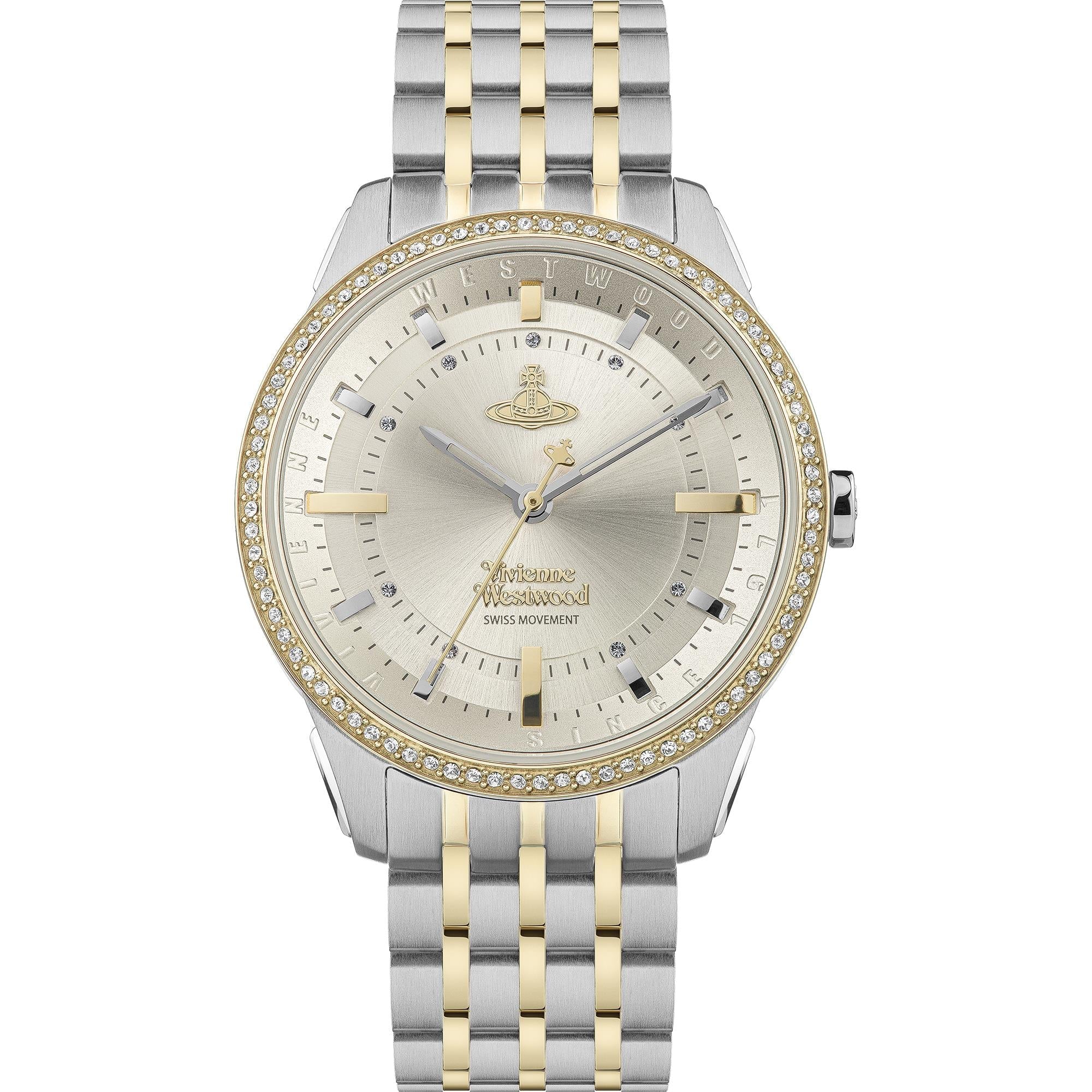 Vivienne Westwood East End Quartz Champagne Dial Two-Tone PVD Stainless Steel Bracelet Ladies Watch VV262LGYSG