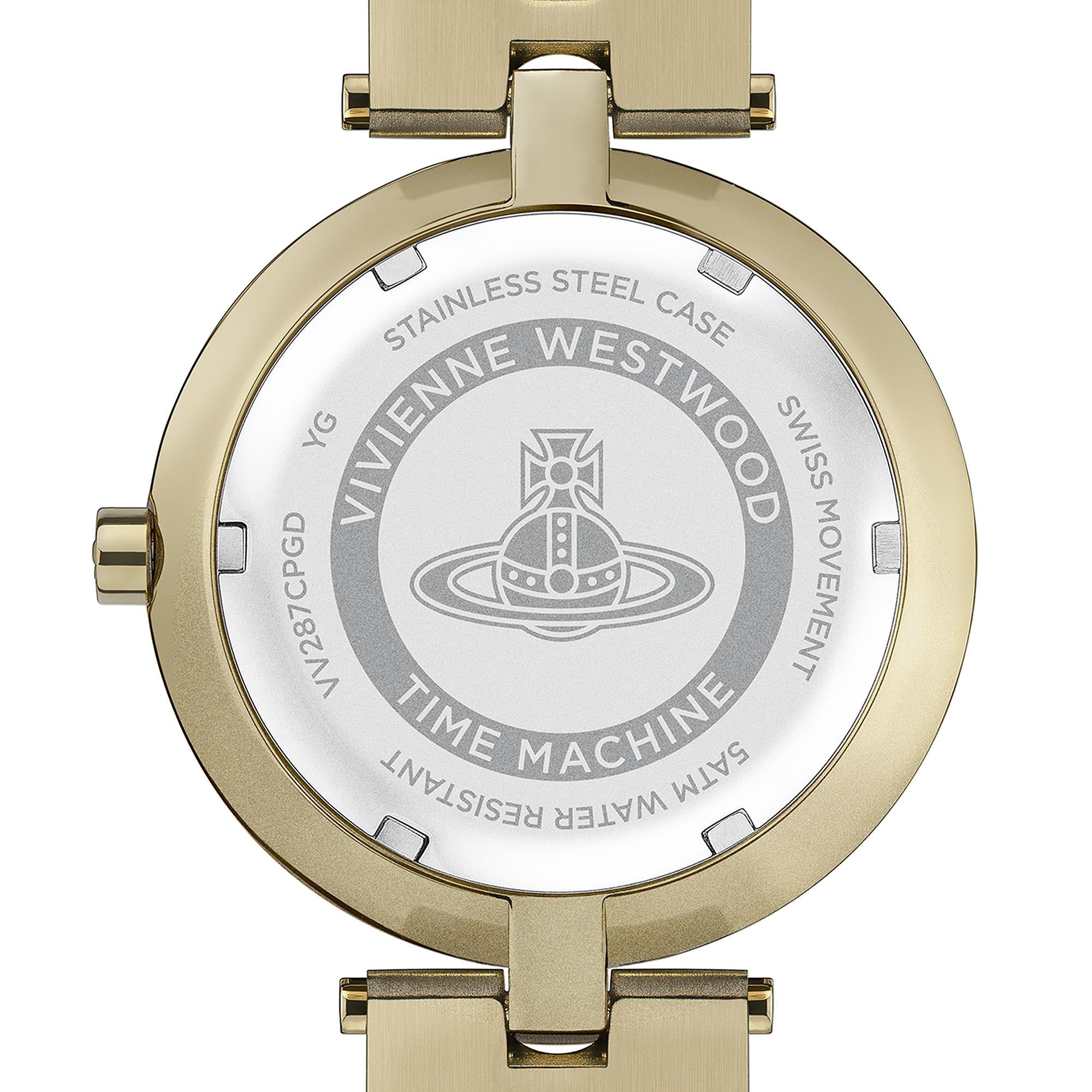 Vivienne Westwood Whitehall Quartz Gold Dial Gold Stainless Steel Bracelet Ladies Watch VV287CPGD