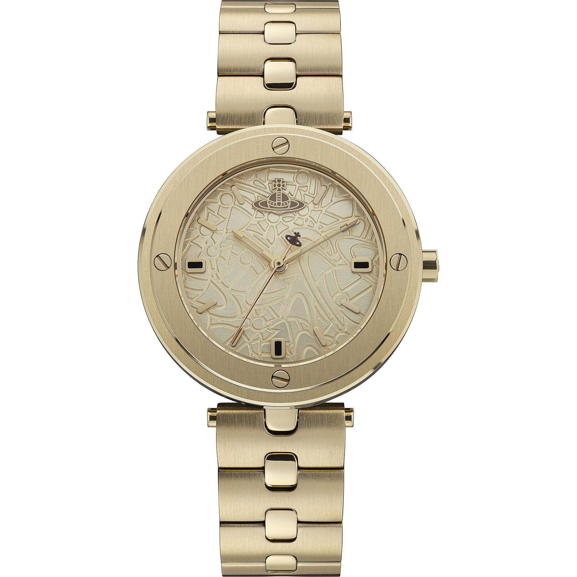 Vivienne Westwood Whitehall Quartz Gold Dial Gold Stainless Steel Bracelet Ladies Watch VV287CPGD
