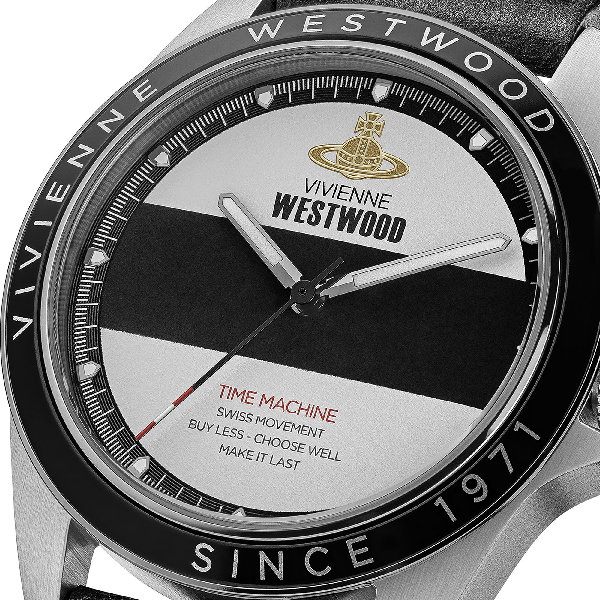 Vivienne Westwood The Blackwall Quartz Two-Tone Dial Black Leather Strap Men's Watch VV293BKBK