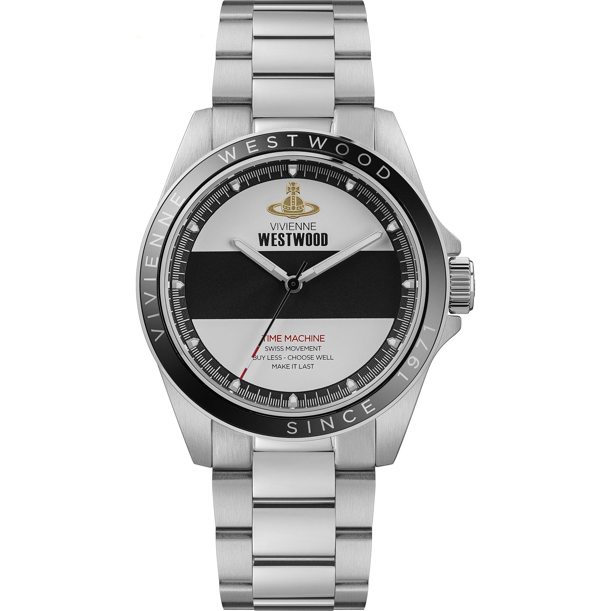 Vivienne Westwood The Blackwall Quartz Two-Tone Dial Stainless Steel Bracelet Strap Men's Watch VV293BKSL