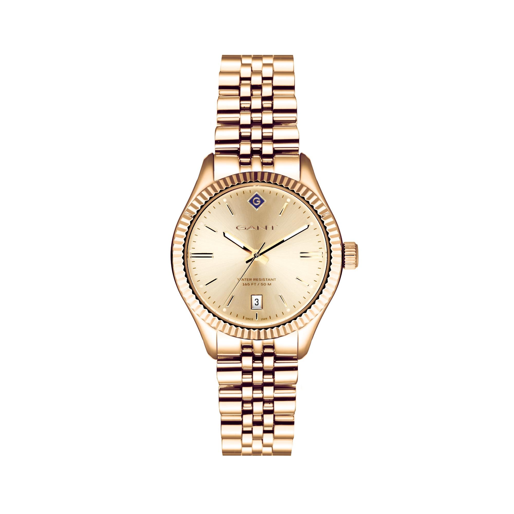 Gant Sussex Quartz Gold Dial Gold PVD Steel Bracelet Ladies Watch G136015