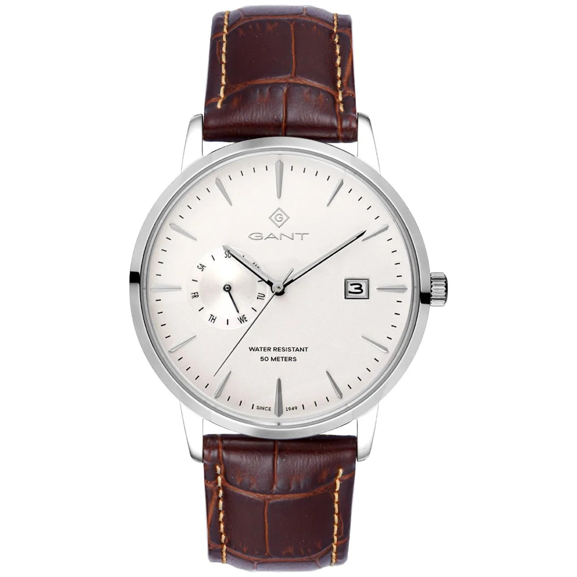 Gant East Hill Quartz White Chronograph Brown Leather Bracelet White Dial Men’s Watch G165002