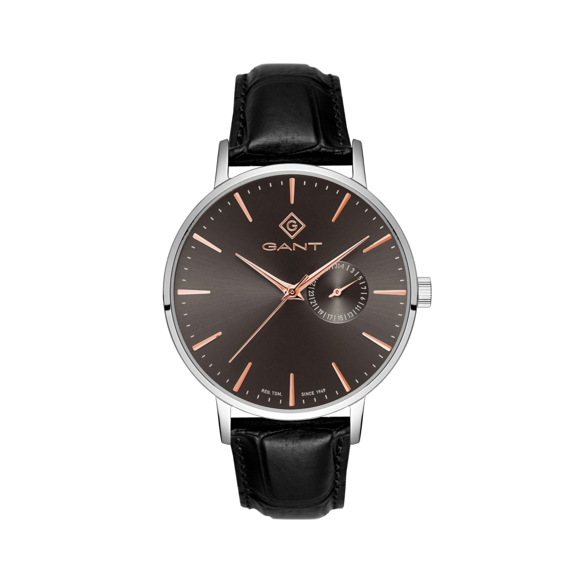 Gant Park Hill III Quartz Grey Dial Black Leather Strap Men's Watch G105012