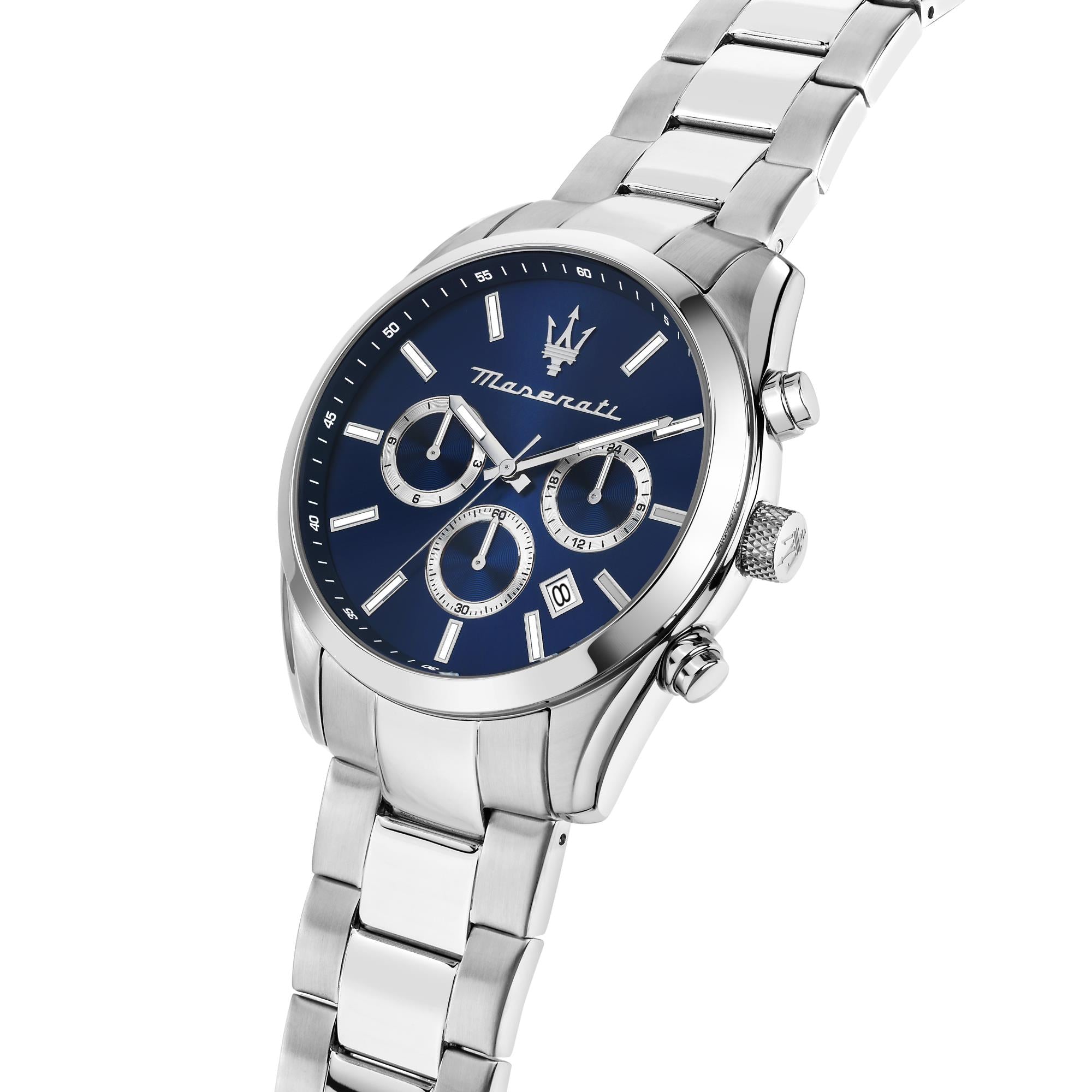 Maserati Attrazione Quartz Blue Chronograph Dial Steel Bracelet Men's Watch R8853151005