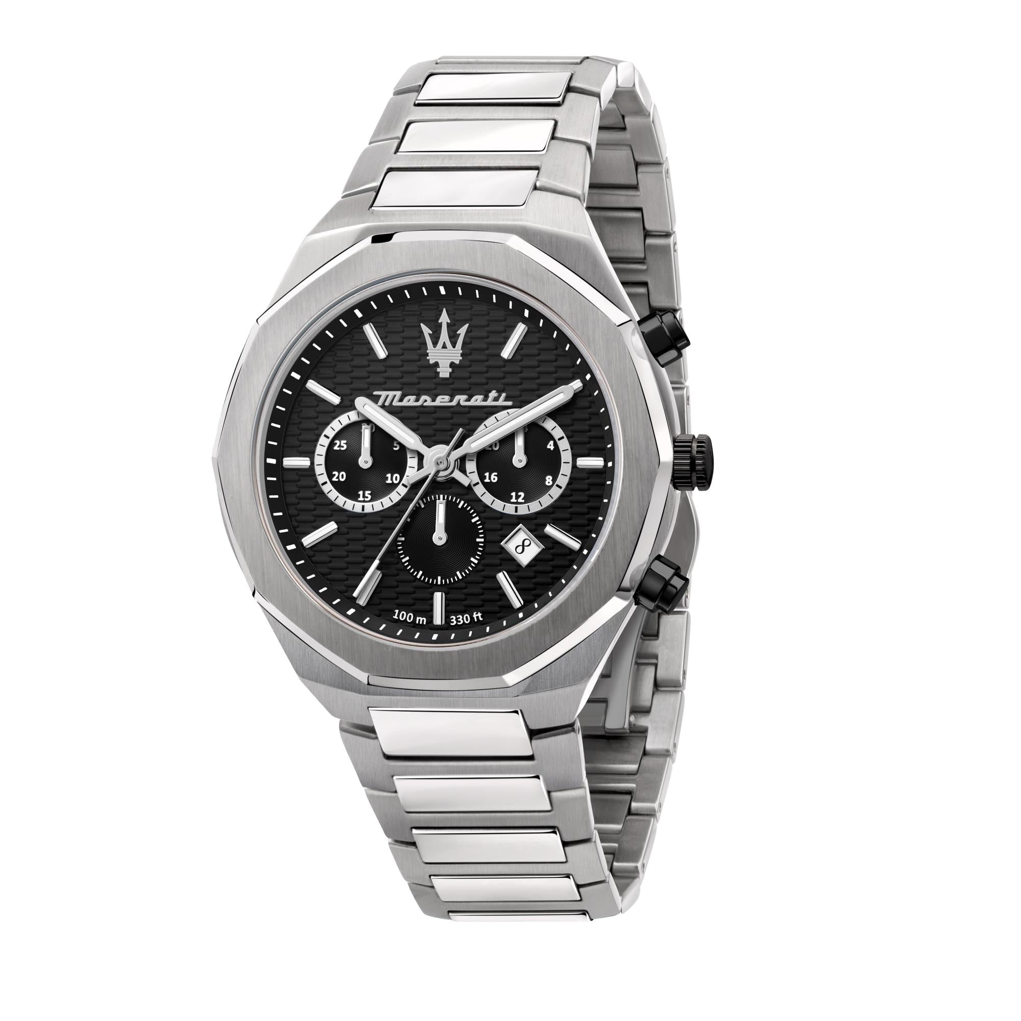 Maserati Stile Quartz Black Chronograph Dial Steel Bracelet Men's Watch R8873642004