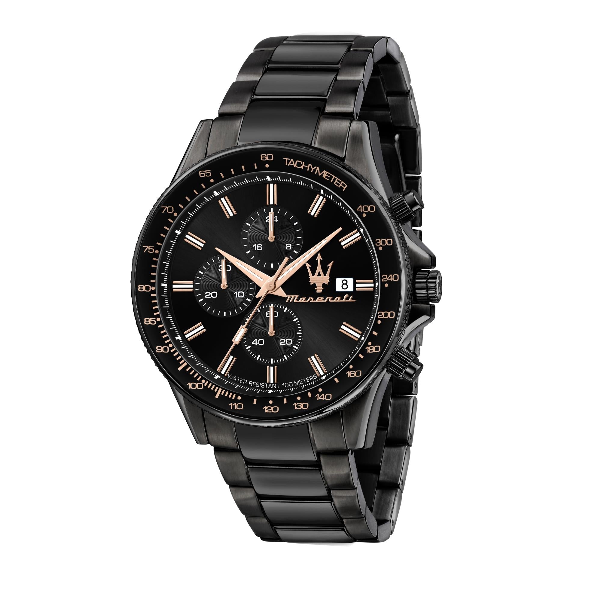 Maserati Sfidia Quartz Black Chronograph Dial Black PVD Steel Bracelet Men's Watch R8873640011