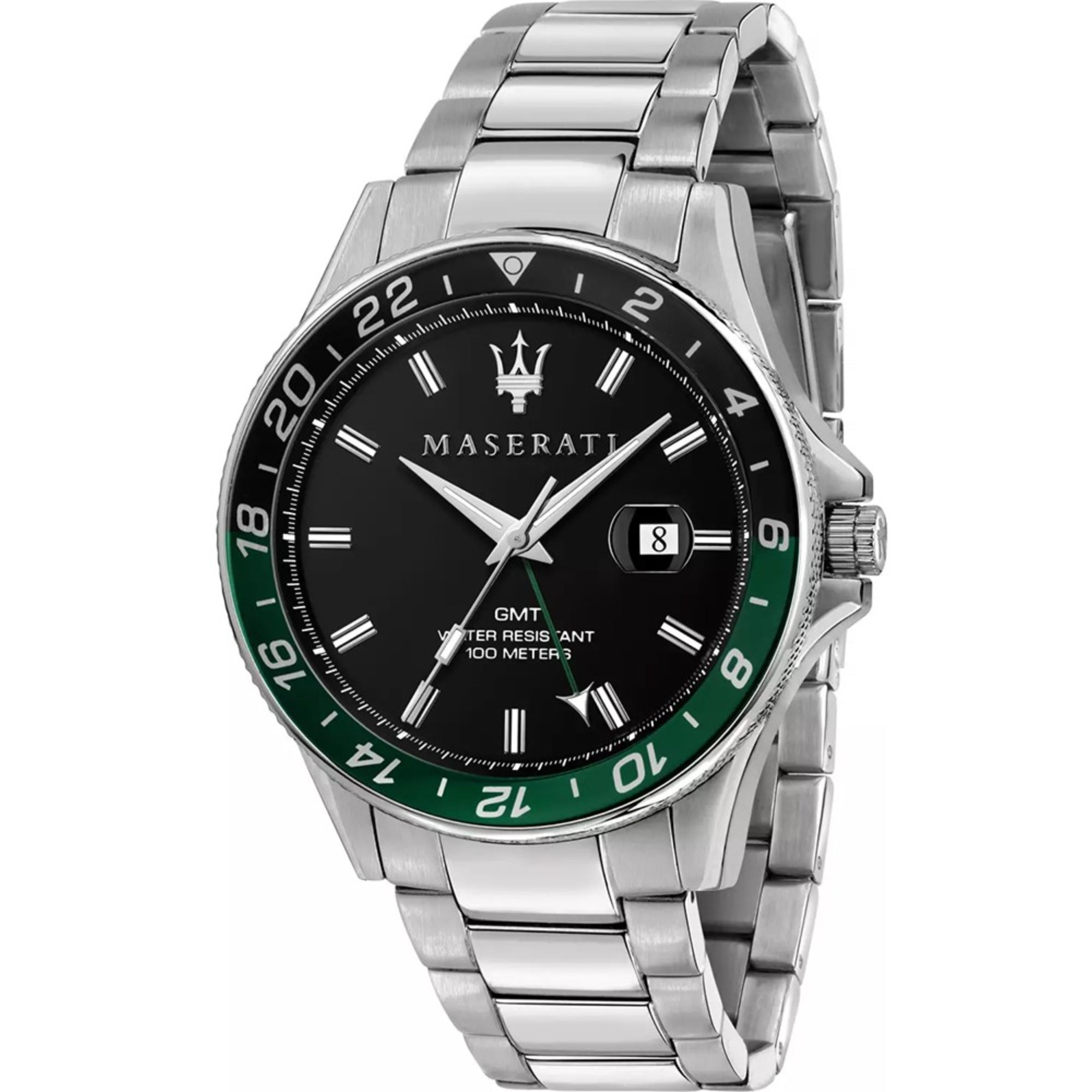 Maserati Sfidia Quartz Black GMT Dial Steel Bracelet Men's Watch R8853140005