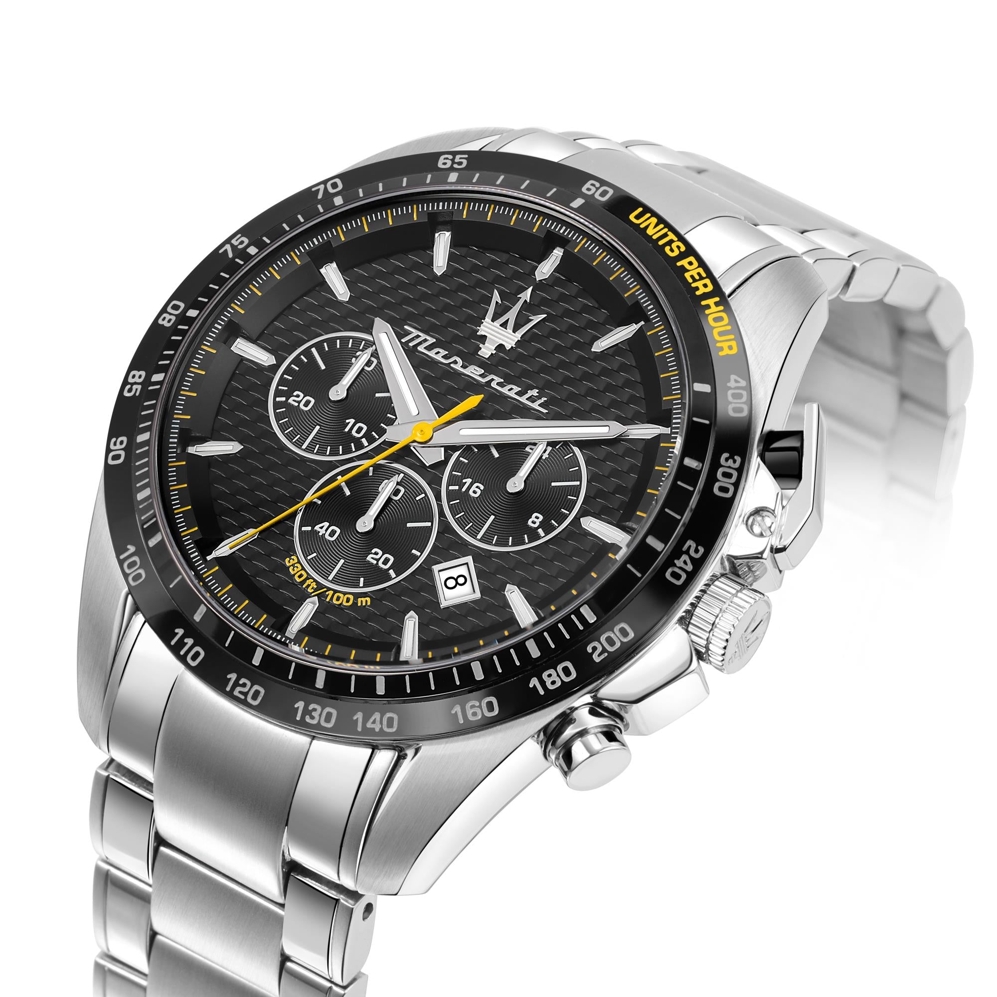 Maserati Sfidia Quartz Black Chronograph Dial Steel Bracelet Men's Watch R8873612042
