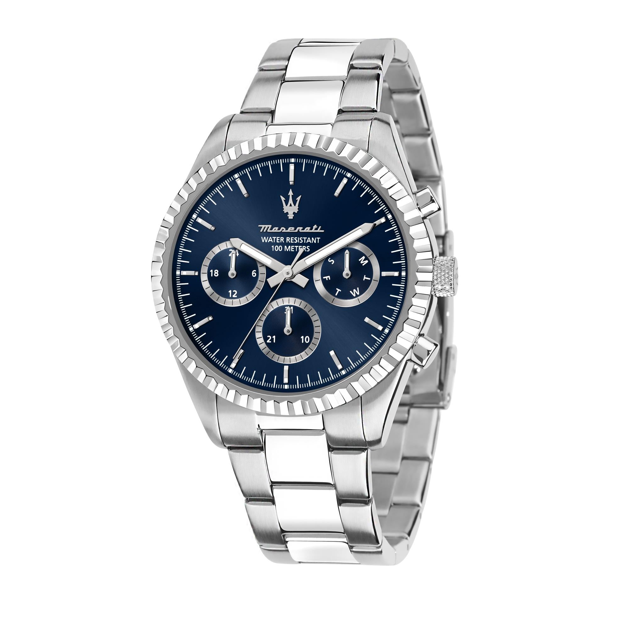 Maserati Competizione Quartz Blue Chronograph Dial Steel Bracelet Men's Watch R8853100022