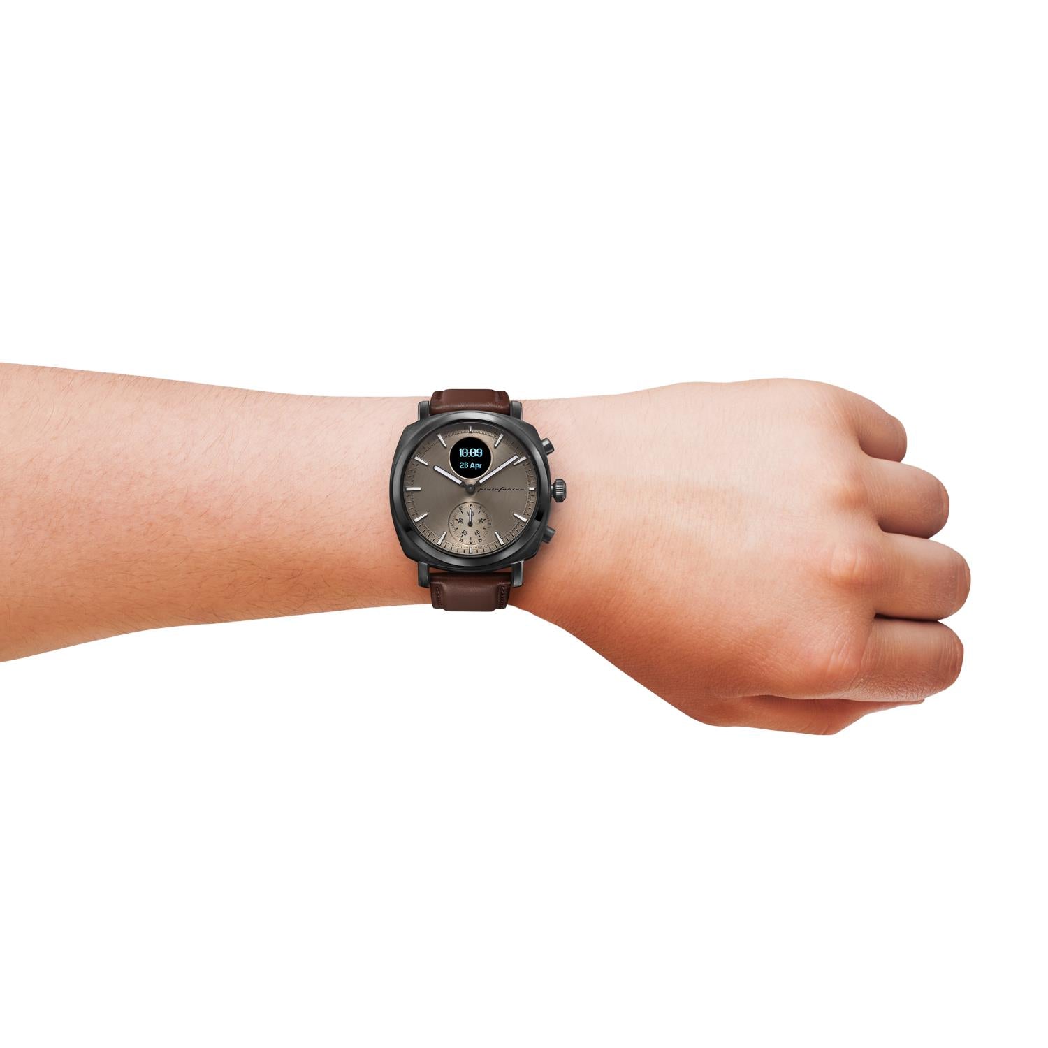 Pininfarina Senso Hybrid Mercure Grey Grey Dial Brown Leather Strap Men’s Watch PMH01A-02