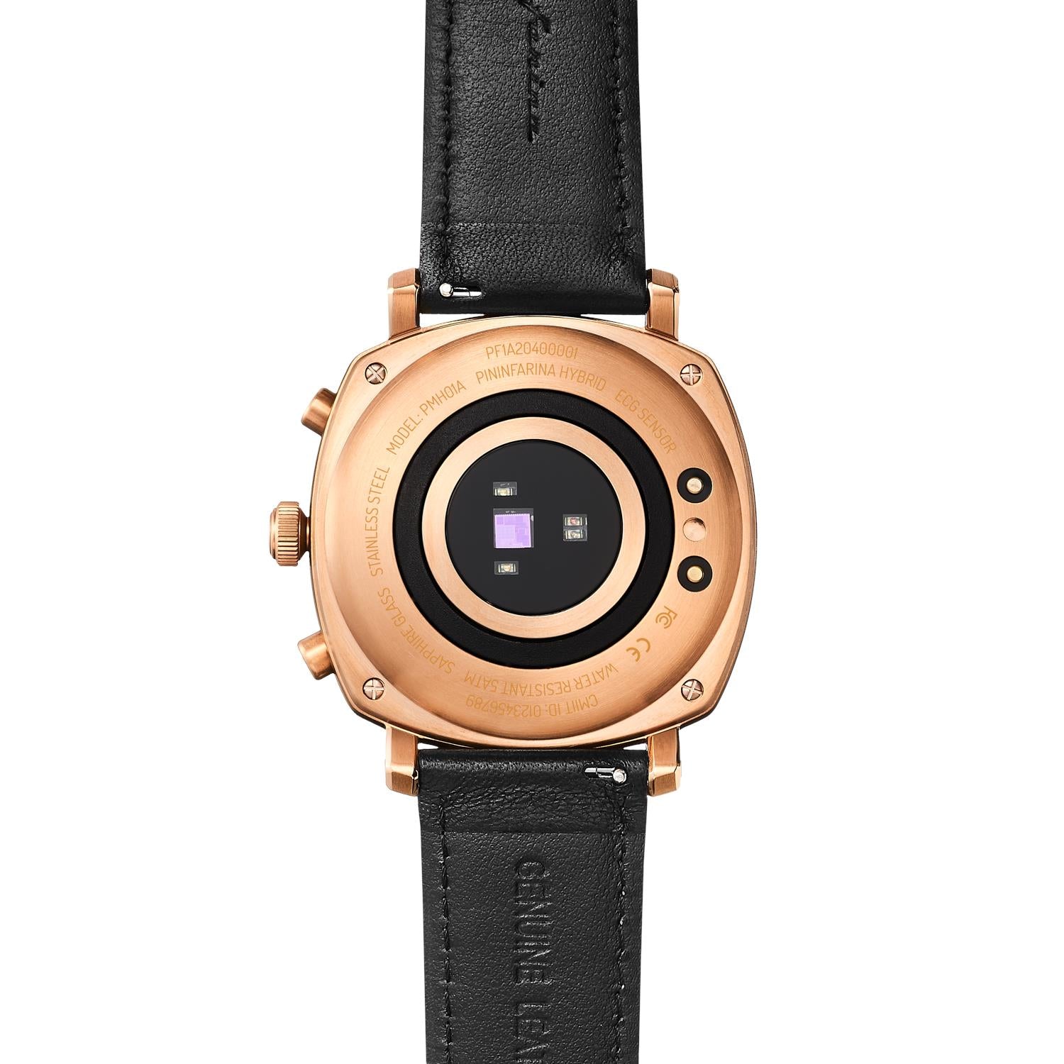 Pininfarina Senso Hybrid Sunburst Rose Black Dial Black Leather Strap Men’s Watch PMH01A-03